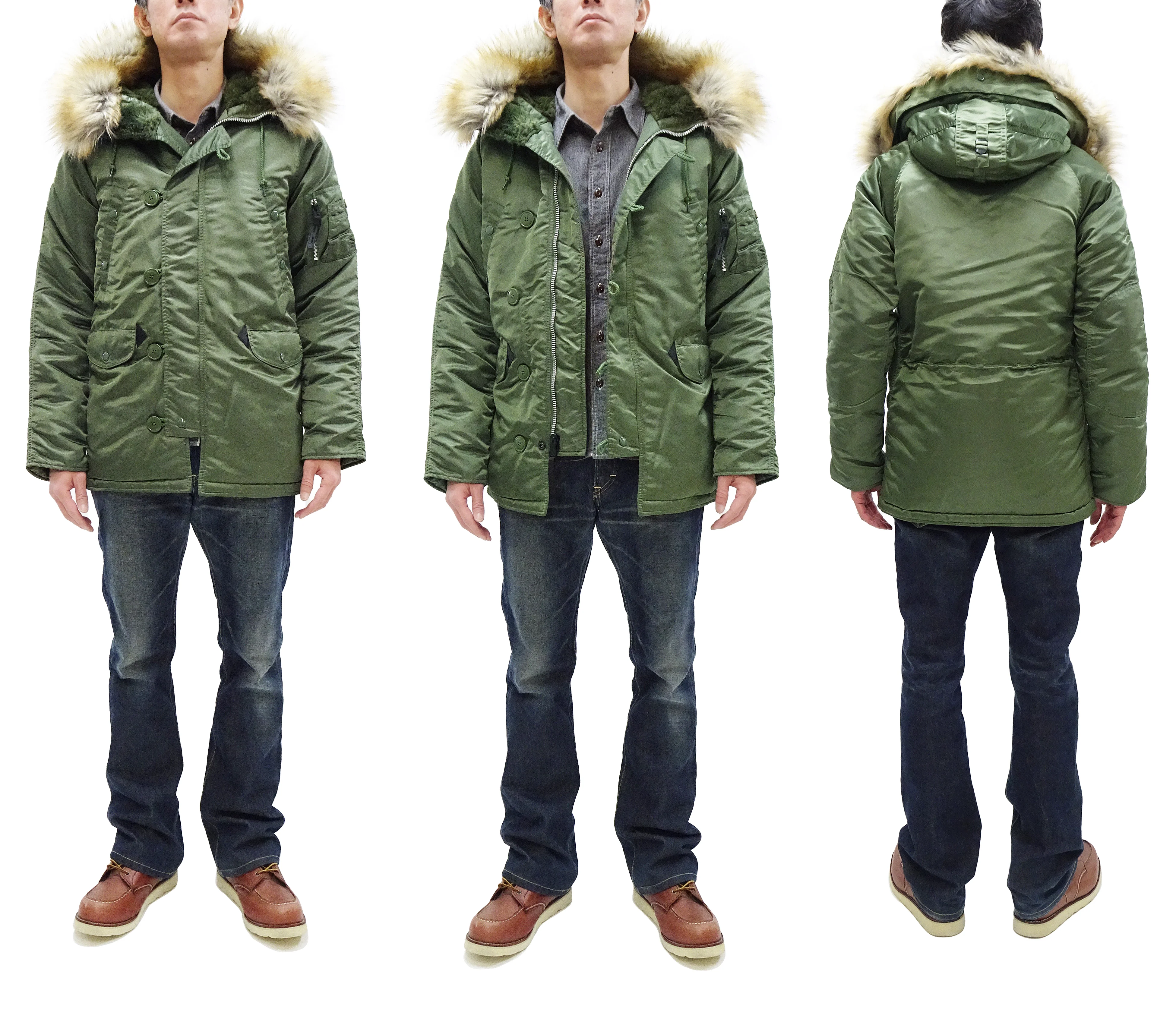 Alpha Industries N-3B Parka 20094 Men's Modern Fit Military Inspired Thigh-Length Padded Nylon Hooded Coat Jacket 20094-503 Vintage-Green - Image 3