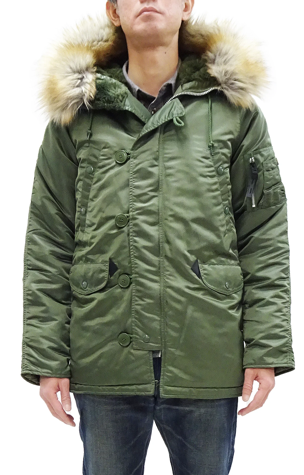 Alpha Industries N-3B Parka 20094 Men's Modern Fit Military Inspired Thigh-Length Padded Nylon Hooded Coat Jacket 20094-503 Vintage-Green - Image 4