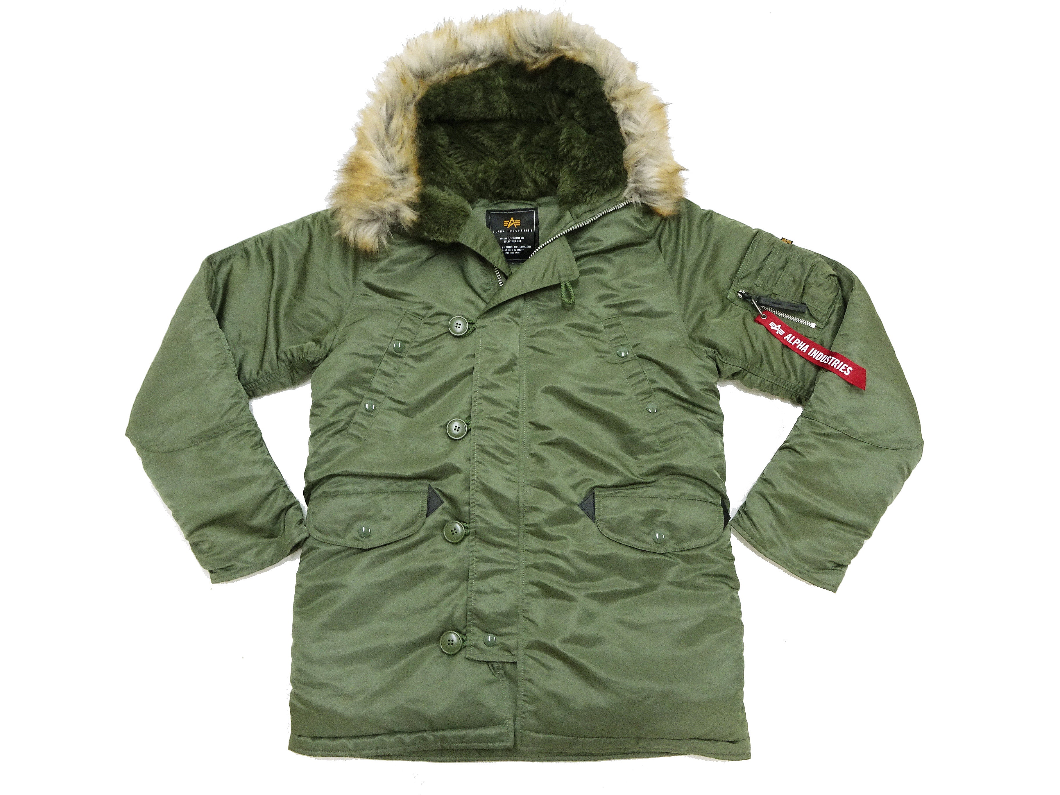 Alpha Industries N-3B Parka 20094 Men's Modern Fit Military Inspired Thigh-Length Padded Nylon Hooded Coat Jacket 20094-503 Vintage-Green - Image 7