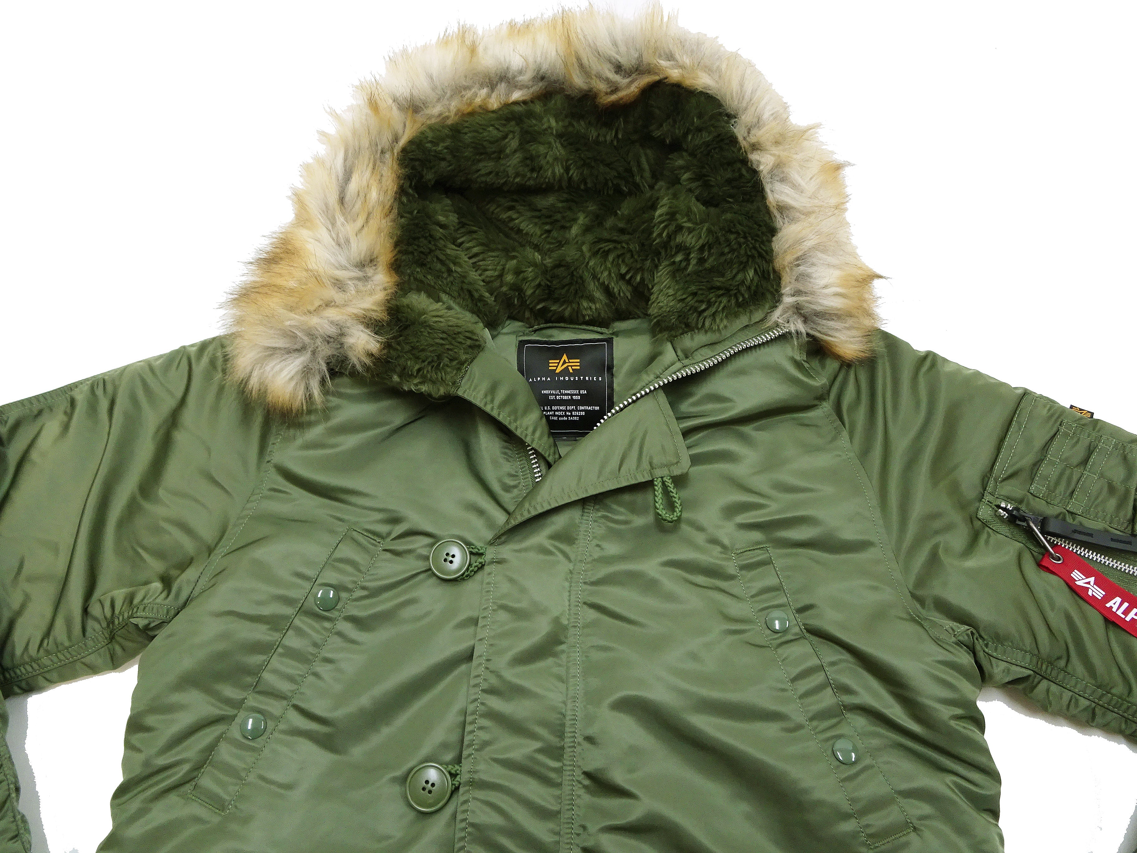 Alpha Industries N-3B Parka 20094 Men's Modern Fit Military Inspired Thigh-Length Padded Nylon Hooded Coat Jacket 20094-503 Vintage-Green - Image 8