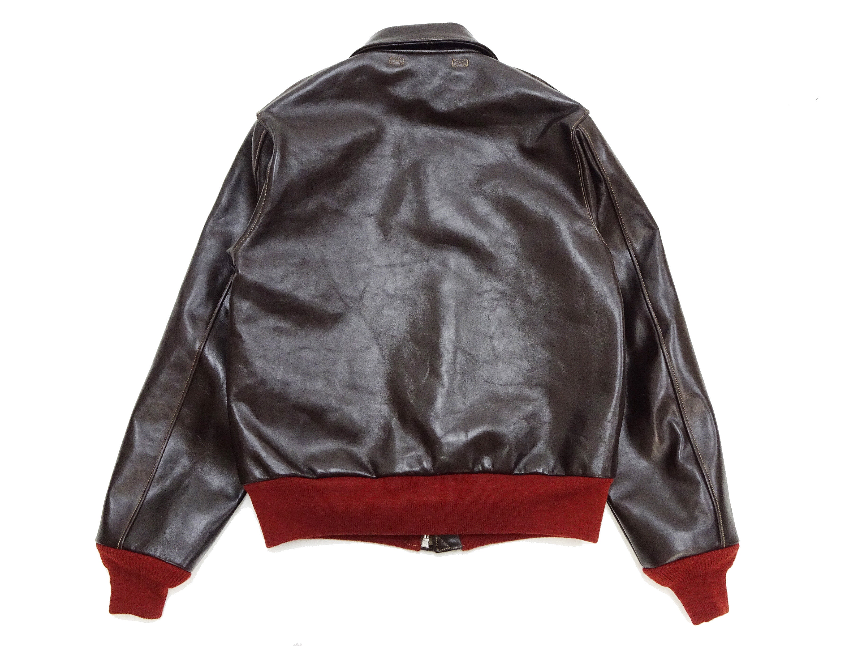 Buzz Rickson A-2 Flight Jacket Men's Reproduction of Aero Leather W535 ac-21996 A2 Leather Bomber Jacket with Red Rib BR80644 Seal-Brown - Image 21