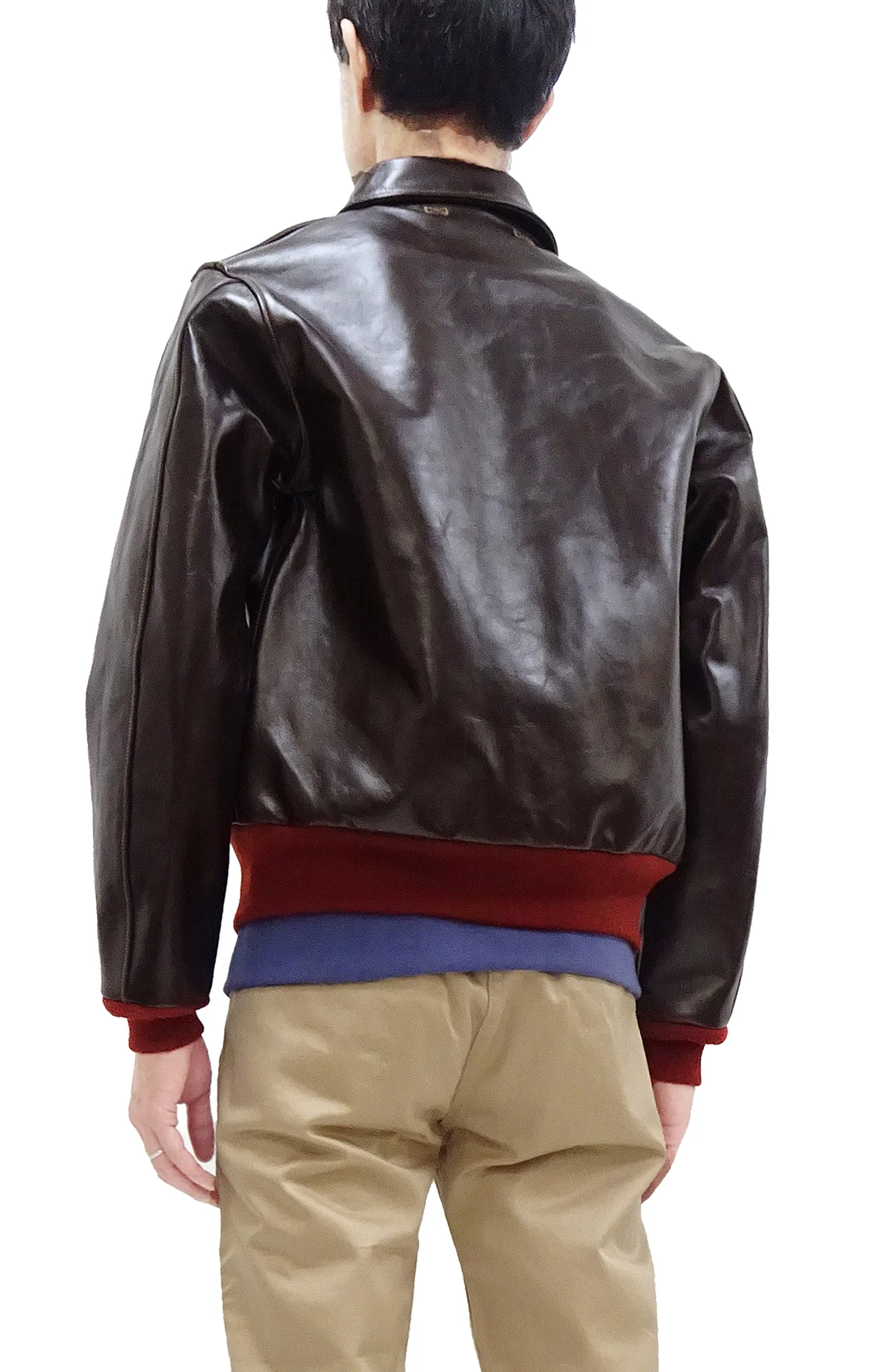 Buzz Rickson A-2 Flight Jacket Men's Reproduction of Aero Leather W535 ac-21996 A2 Leather Bomber Jacket with Red Rib BR80644 Seal-Brown - Image 5