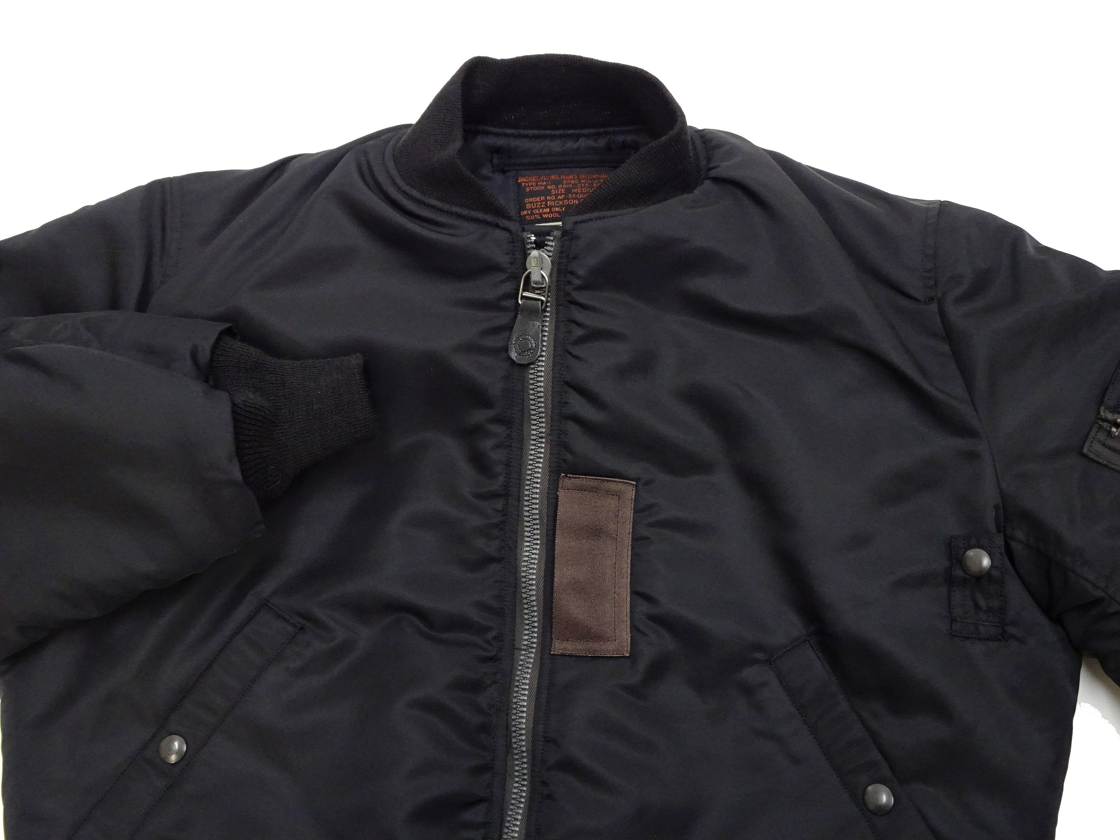 Buzz Rickson Black MA-1 Flight Jacket Men's William Gibson Collection Albert Turner MA1 Bomber Jacket BR15414 No-Stencil - Image 8