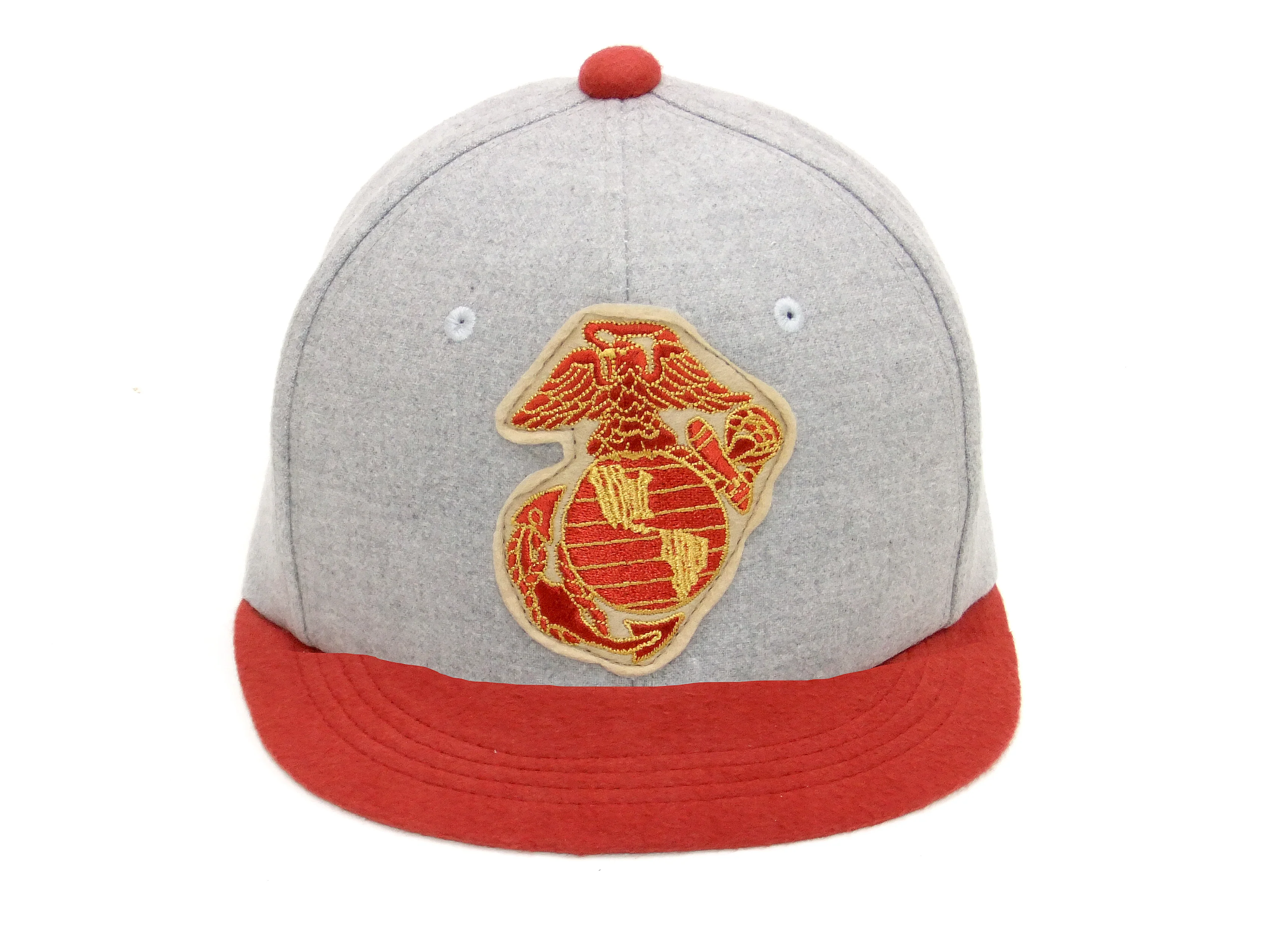 Buzz Rickson Cap Men's Casual Military Style Short Brim Baseball Hat BR02788 113 Heather-Gray/Red - Image 7