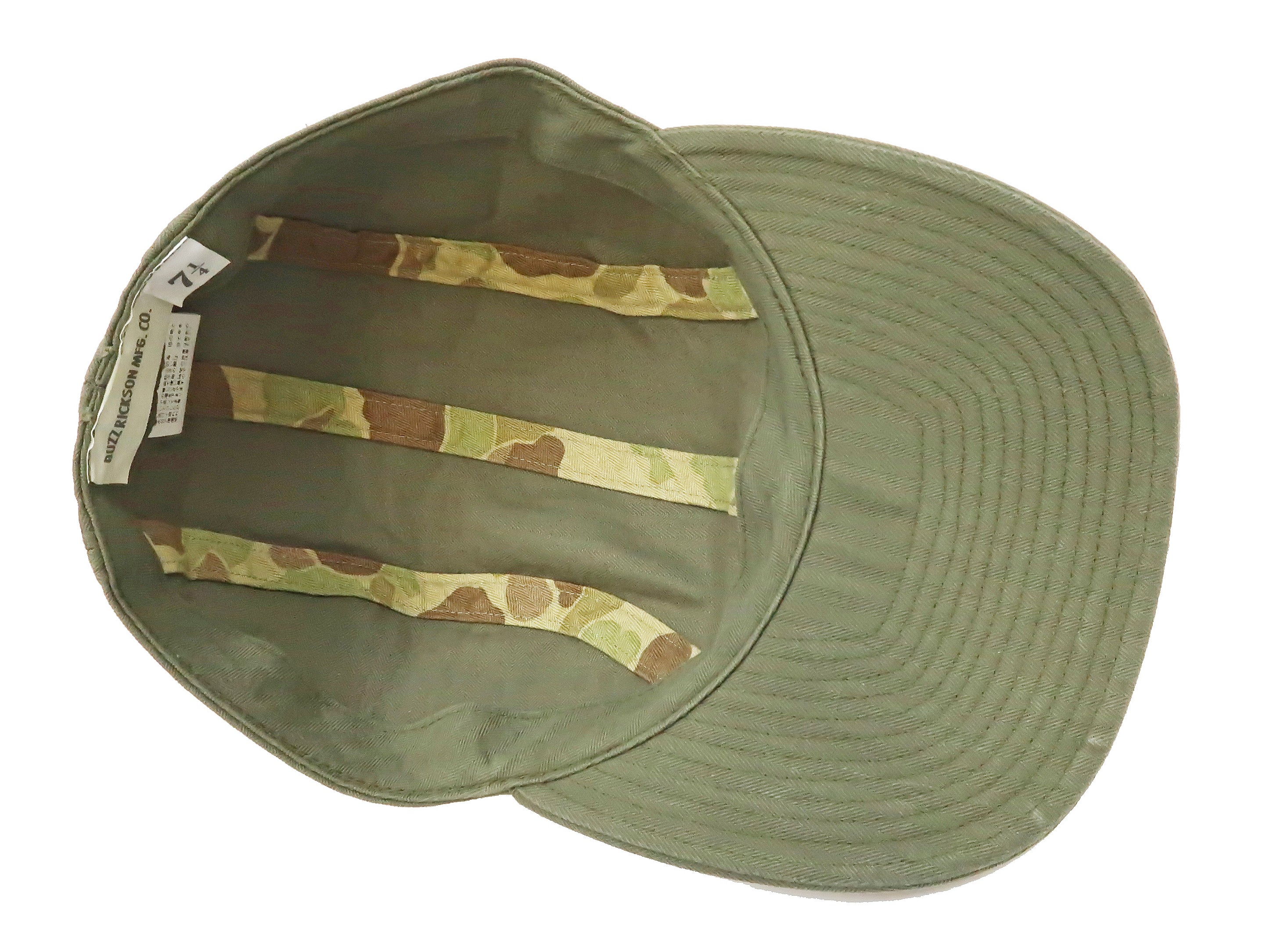 Buzz Rickson Cap Men's Casual Military Style HBT Herringbone Working Hat BR02714 Olive - Image 8