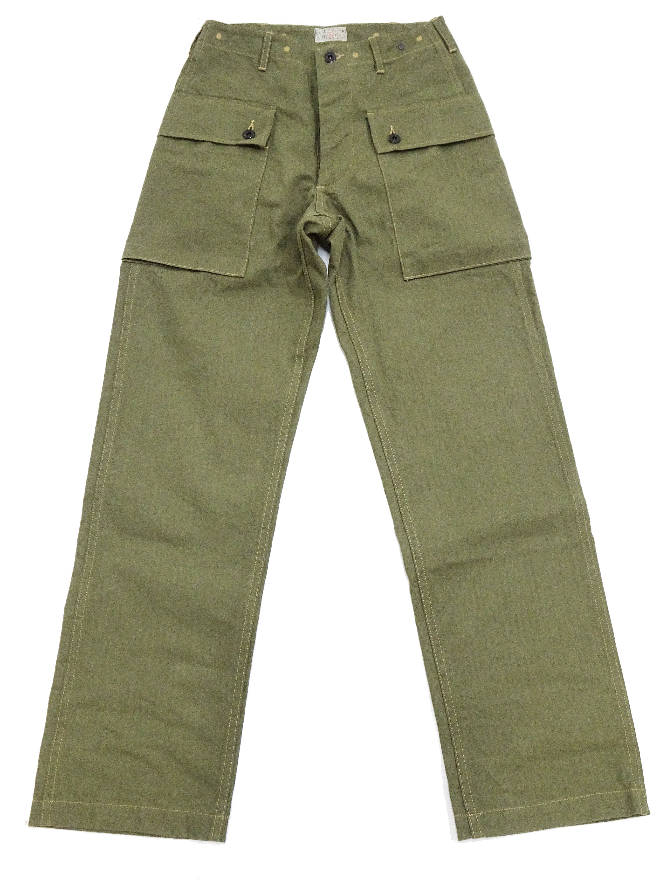 Buzz Rickson Cargo Pants Men's USMC P44 Combat Herringbone Trousers HBT P-44 Monkey Pants BR42501 Olive - Image 9