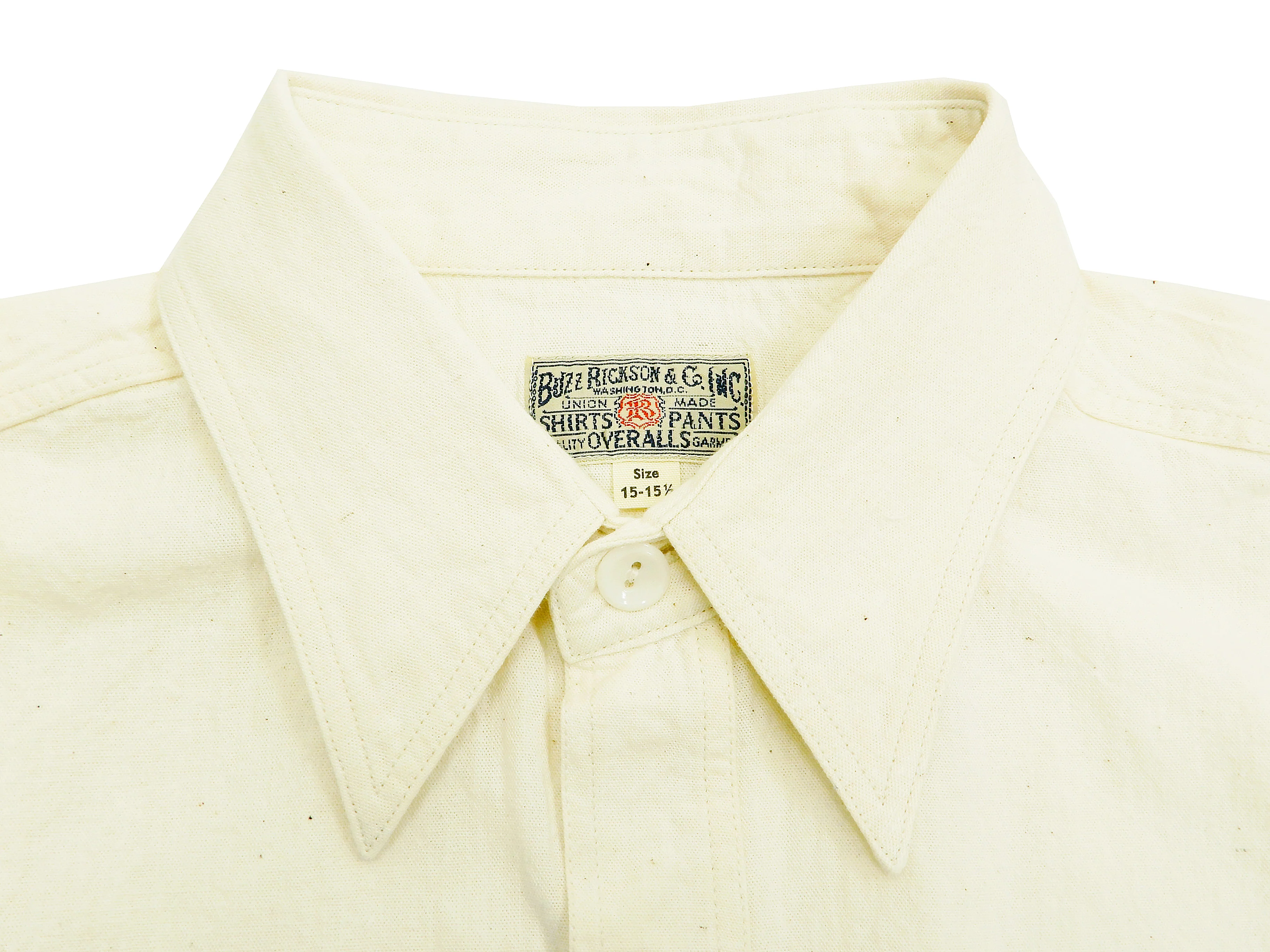 Buzz Rickson Chambray Shirt Men's U.S. Military Style Short Sleeve Button Up Shirt BR35857 Ecru - Image 6