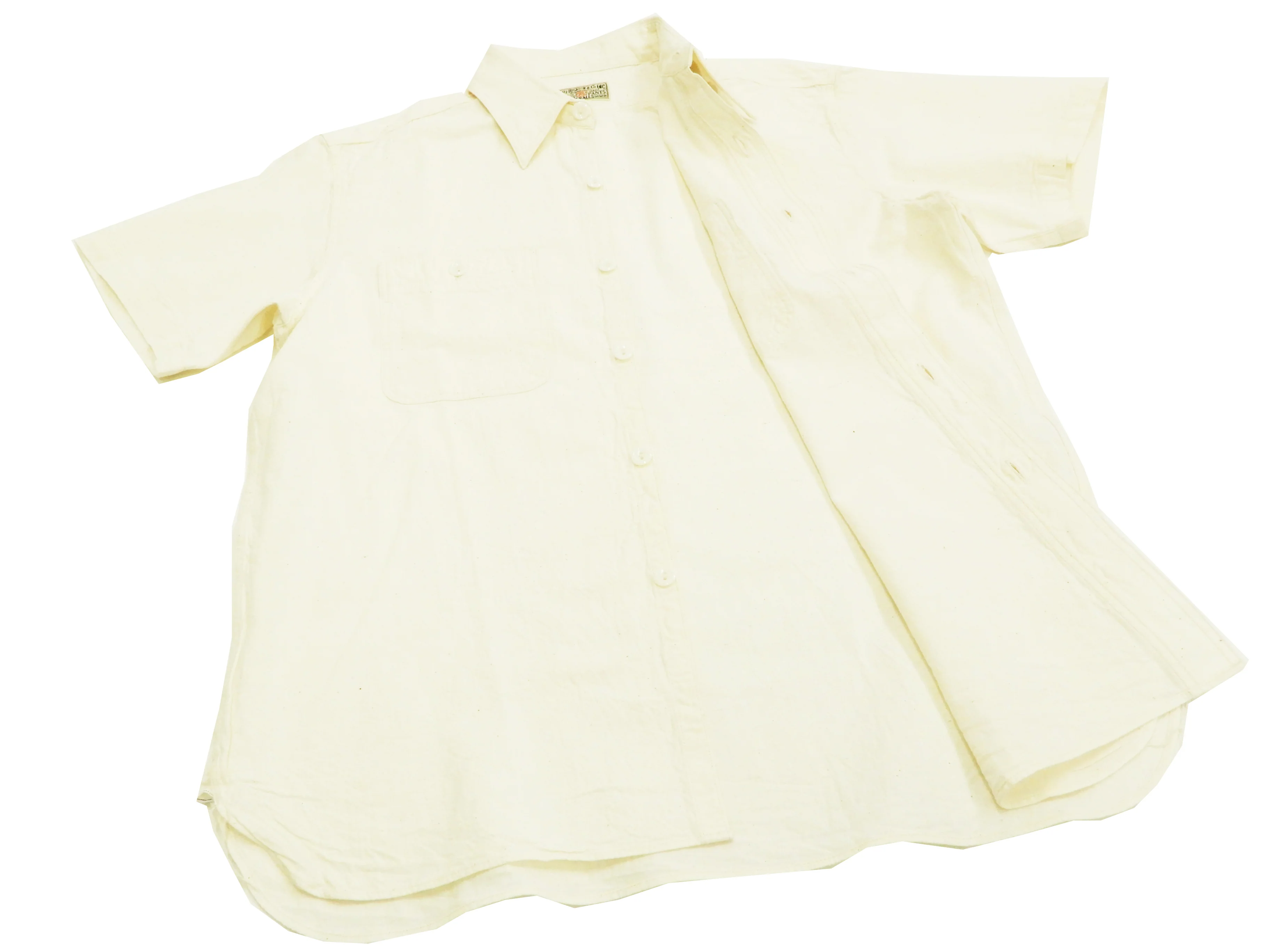 Buzz Rickson Chambray Shirt Men's U.S. Military Style Short Sleeve Button Up Shirt BR35857 Ecru - Image 8