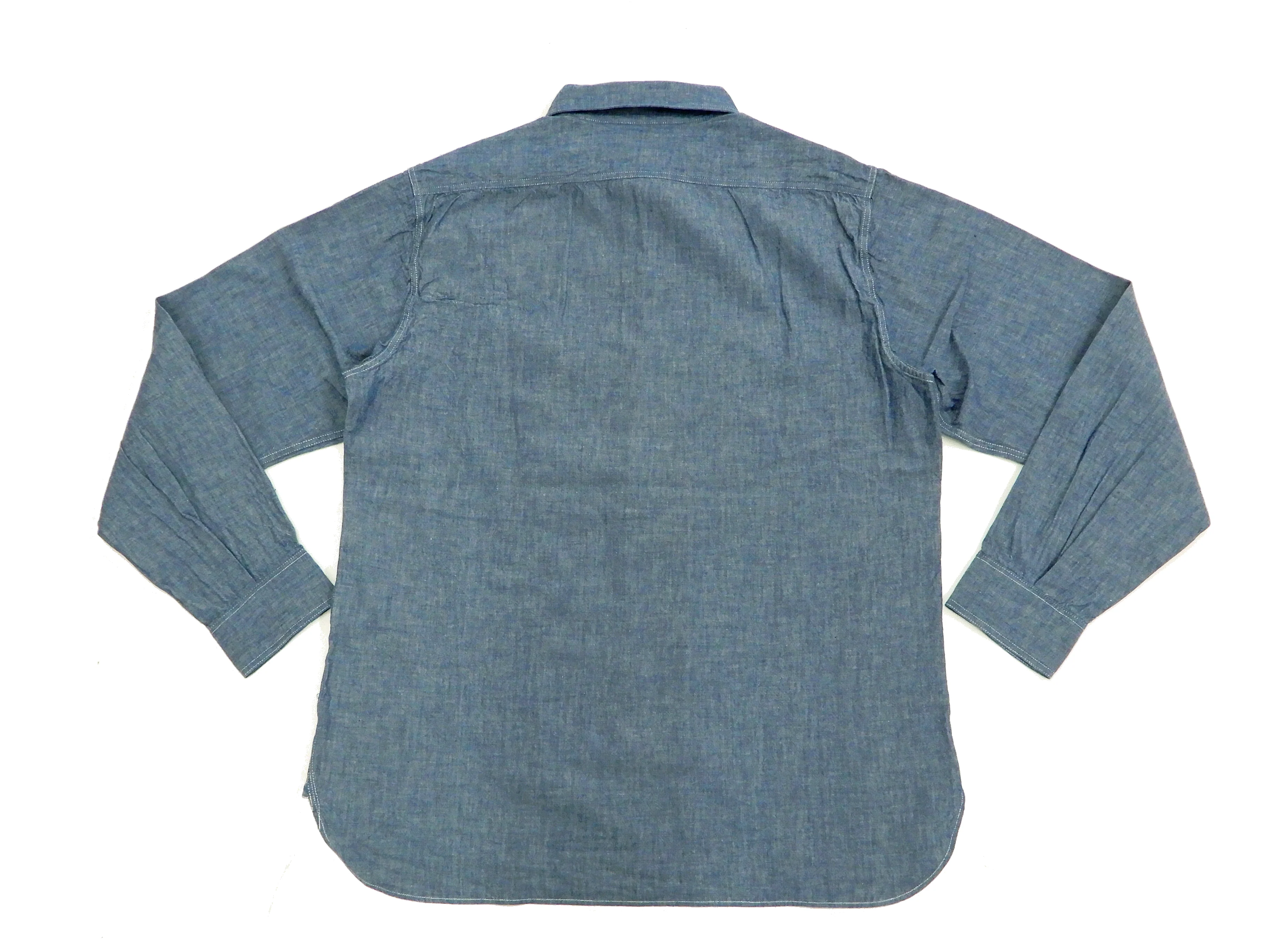 Buzz Rickson Chambray Shirt Men's U.S. Navy Military Style Plain Long Sleeve Button Up Shirt BR25995 Blue Chambray - Image 10