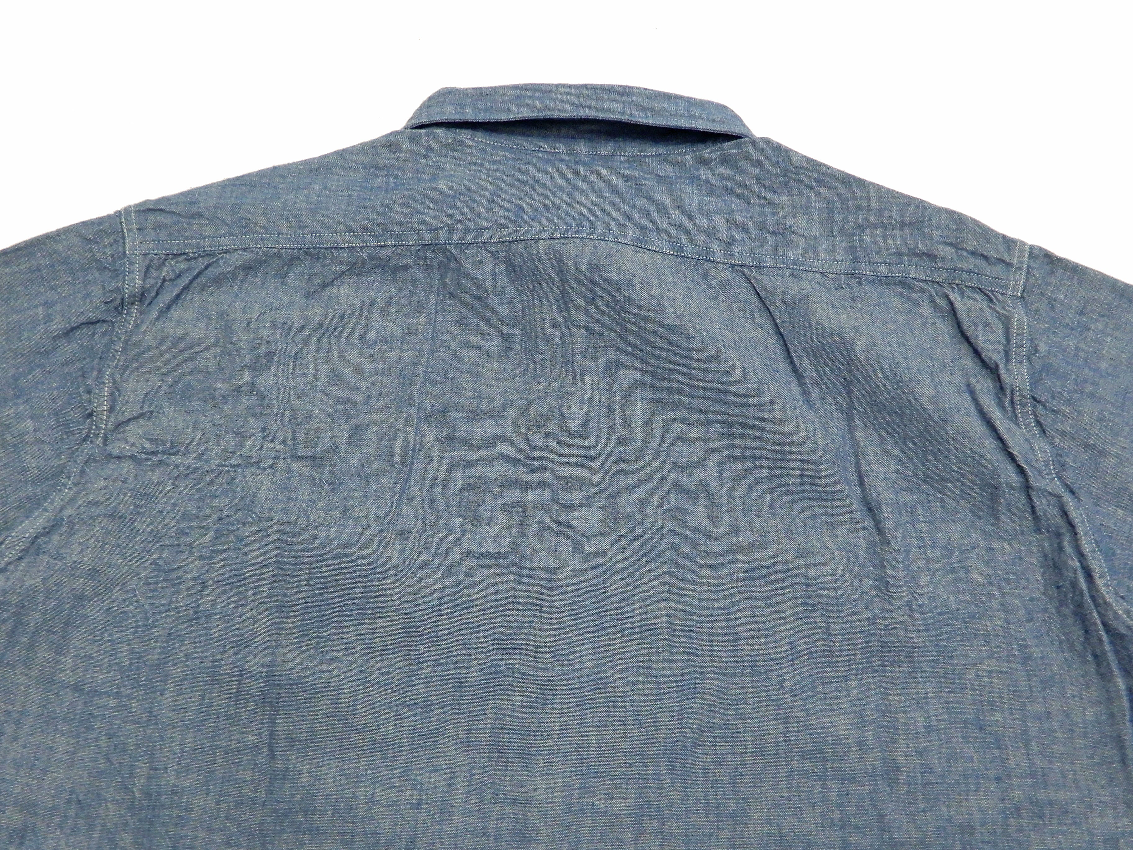 Buzz Rickson Chambray Shirt Men's U.S. Navy Military Style Plain Long Sleeve Button Up Shirt BR25995 Blue Chambray - Image 11