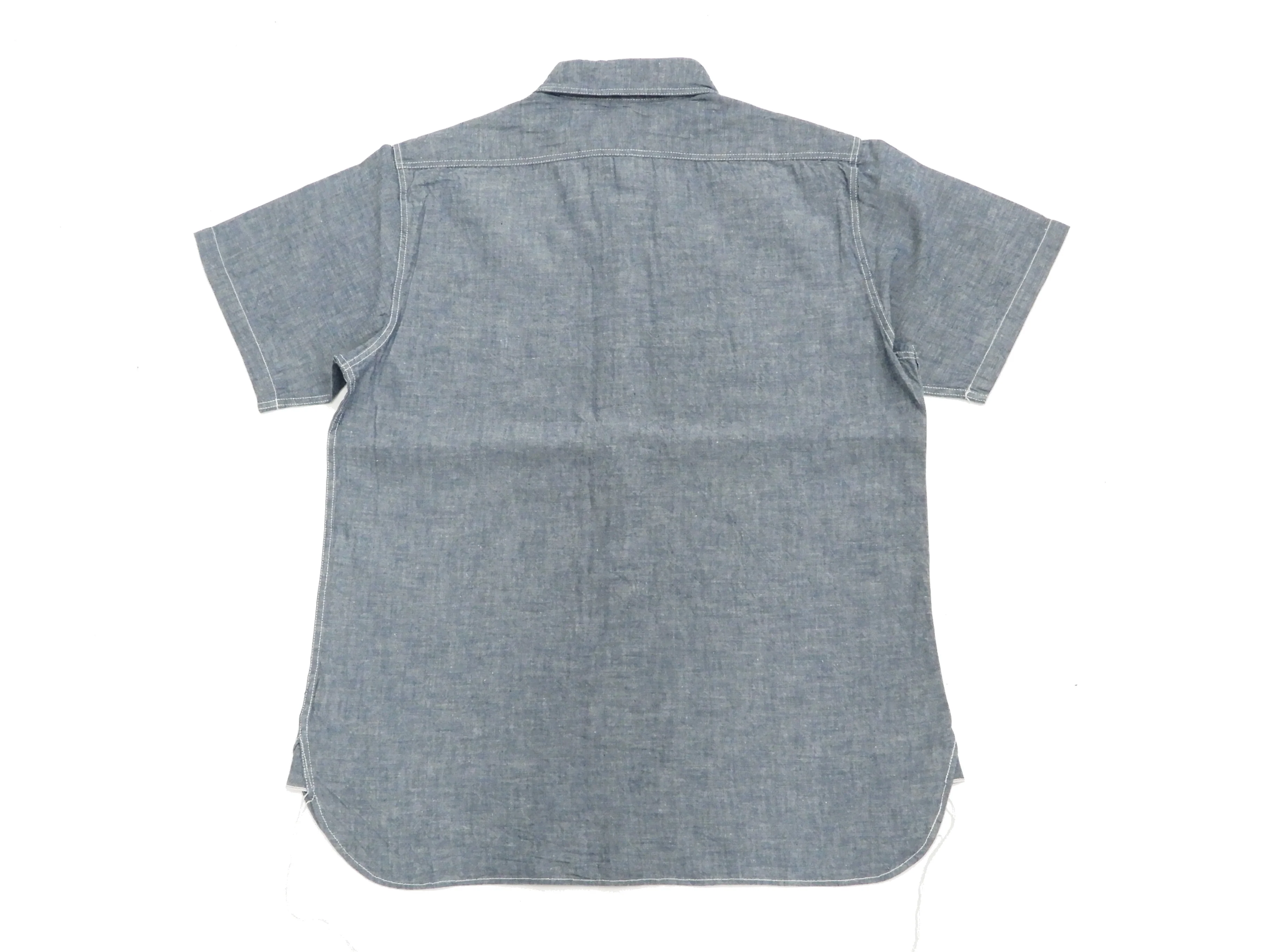 Buzz Rickson Chambray Shirt, Men's U.S. Navy Military Style Short Sleeve Button Up Shirt BR35856 Blue - Image 10