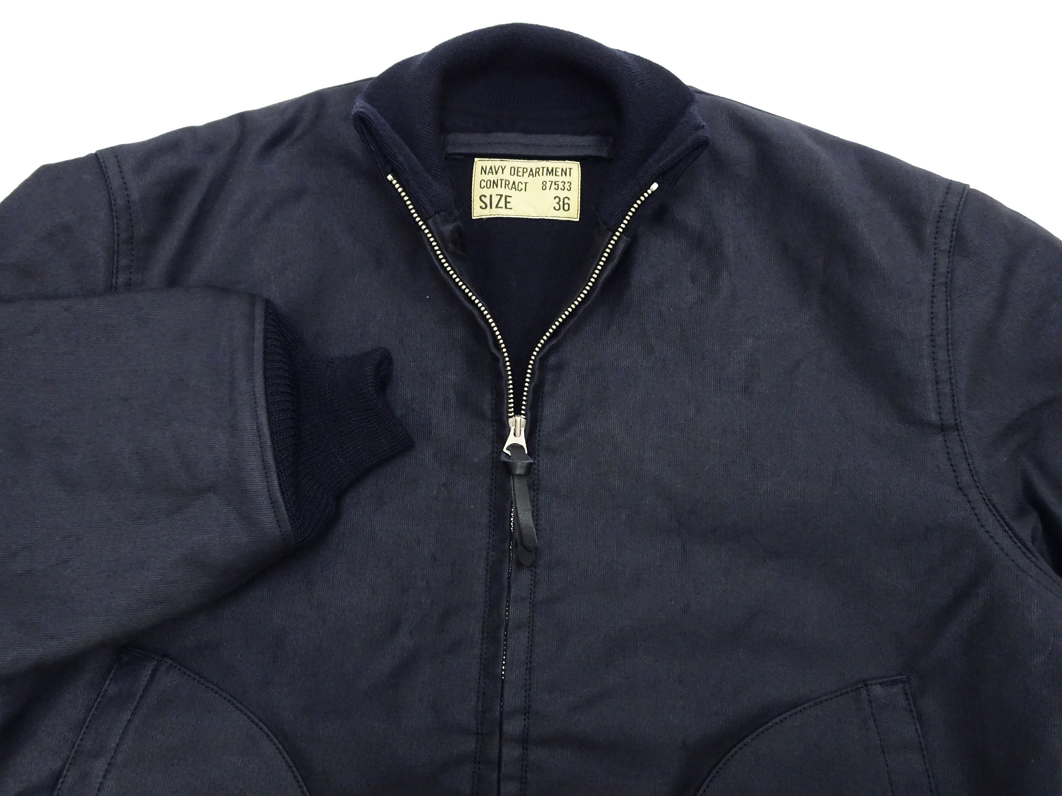 Buzz Rickson Deck Jacket BR15579 Men's Reproduction of US Navy Deck Zip Jacket CONTRACT 87533 Navy-Blue - Image 8