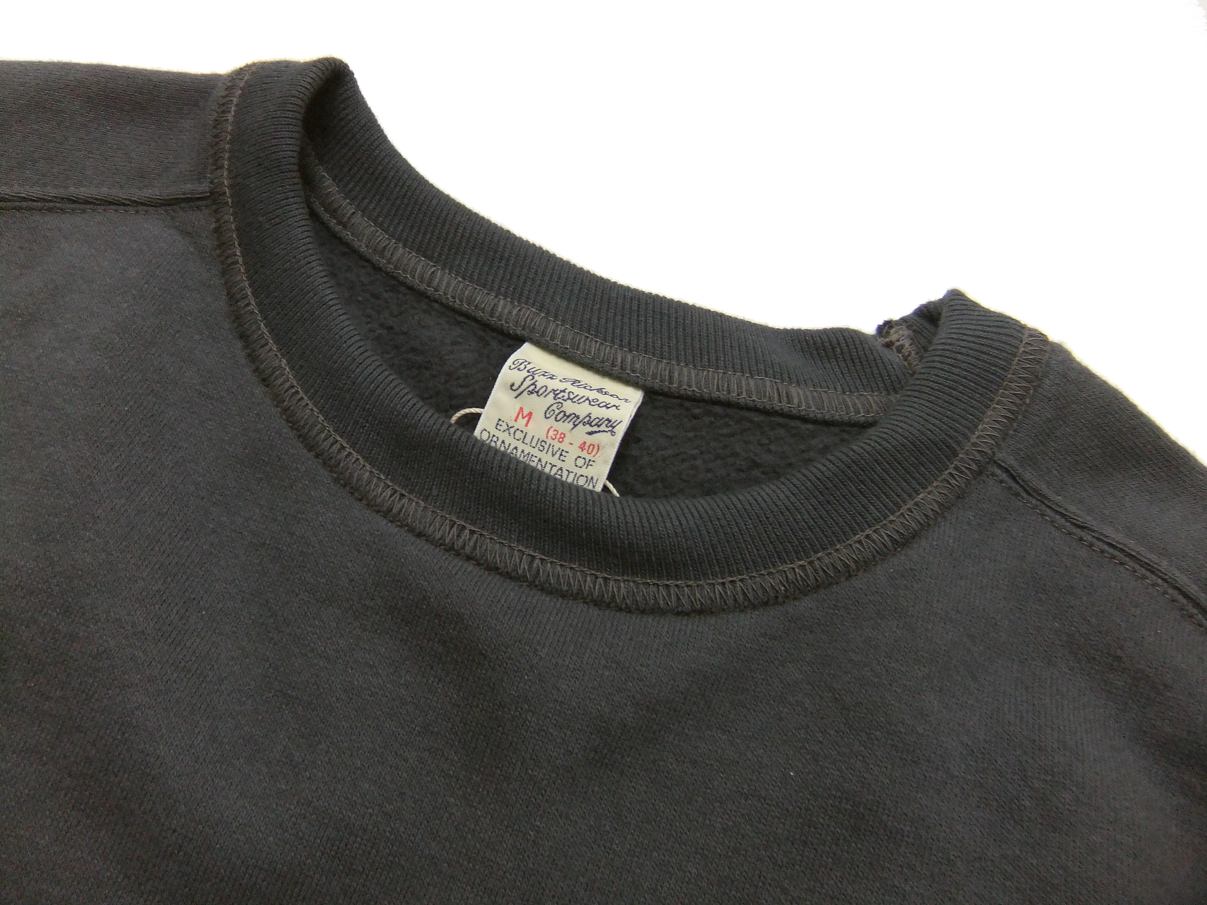 Buzz Rickson Freedom Sleeve Sweatshirt Men's Casual Plain Crewneck Tubular Knit Loop-wheeled Sweatshirt BR69463 119 Faded-Black - Image 8
