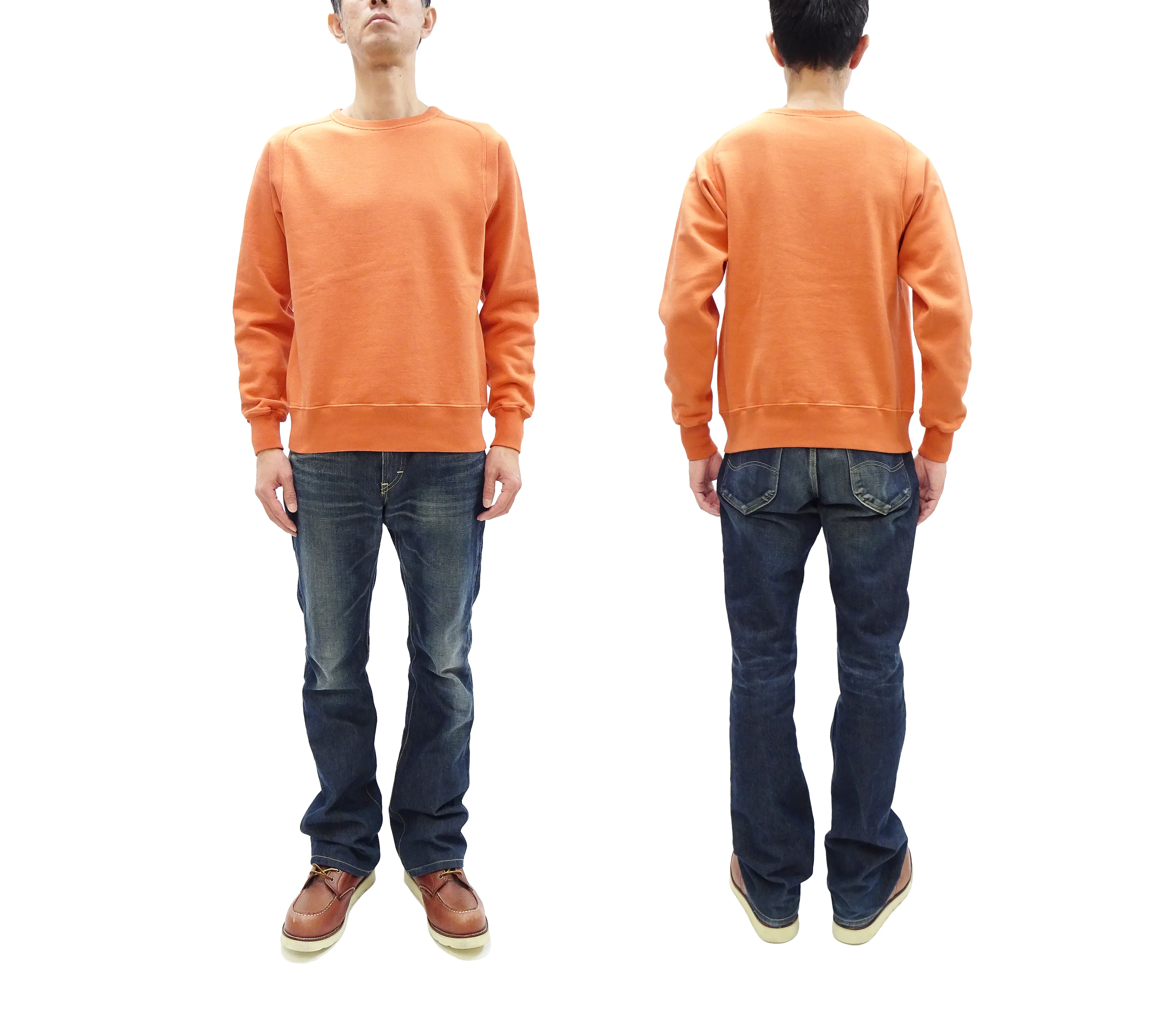 Buzz Rickson Freedom Sleeve Sweatshirt Men's Casual Plain Crewneck Tubular Knit Loop-wheeled Sweatshirt BR69463 159 Faded-Orange - Image 3