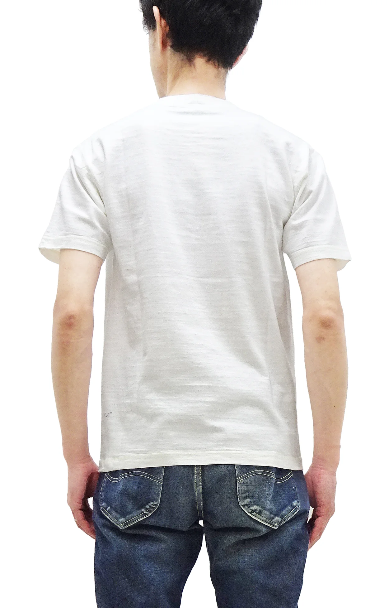 Buzz Rickson Henley T-Shirt Men's Short Sleeve Plain Loopwheeled Slub Yarn Tee BR79192 101 White - Image 4