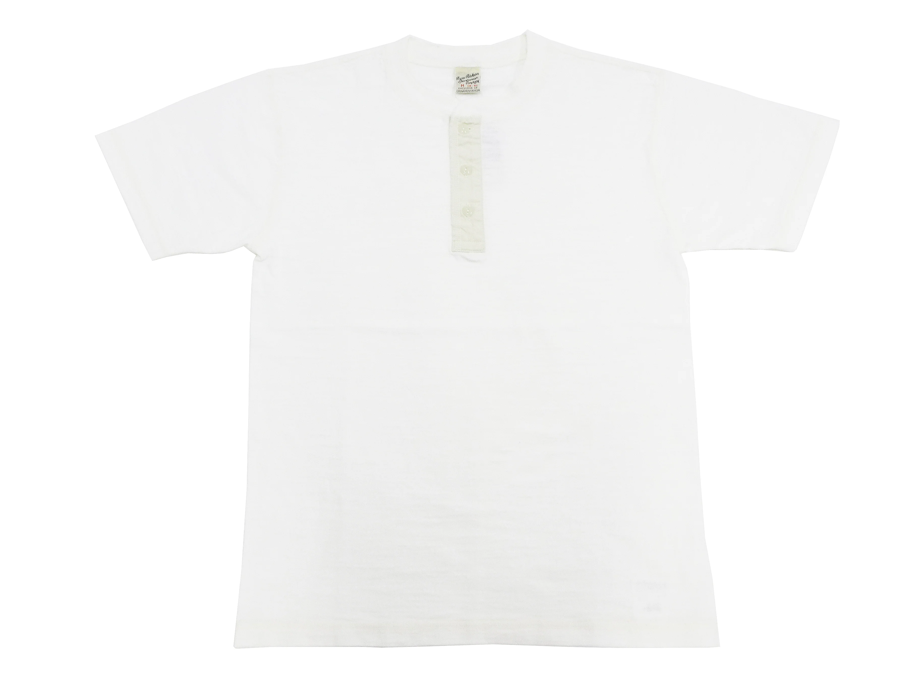 Buzz Rickson Henley T-Shirt Men's Short Sleeve Plain Loopwheeled Slub Yarn Tee BR79192 101 White - Image 6