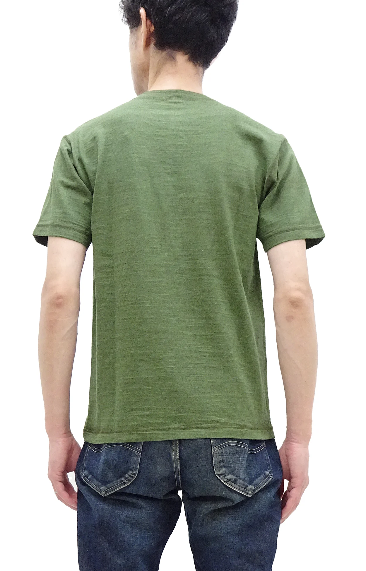 Buzz Rickson Henley T-Shirt Men's Short Sleeve Plain Loopwheeled Slub Yarn Tee BR79192 149 Olive - Image 4