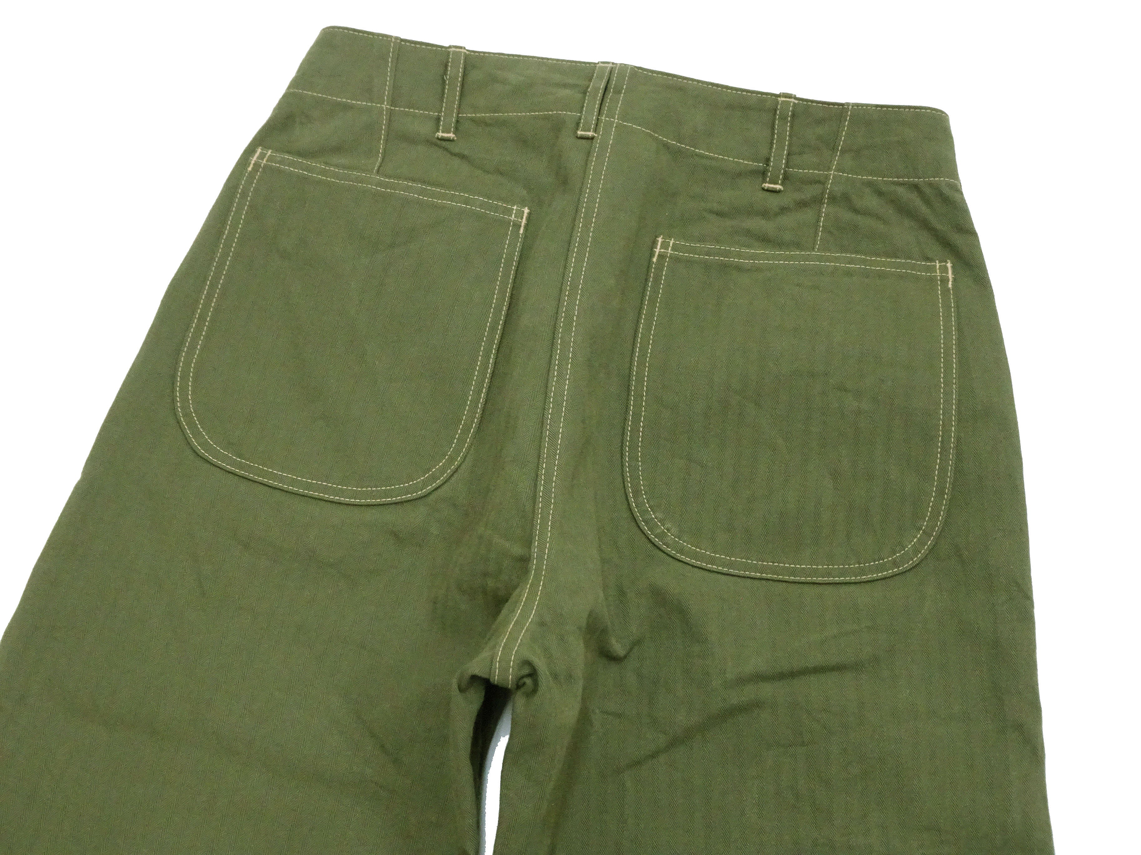 Buzz Rickson Herringbone Pants Men's Baggy Straight, Button Fly, Olive - U.S. Marine Corps M-1941 Utility Trousers Repro - Image 12