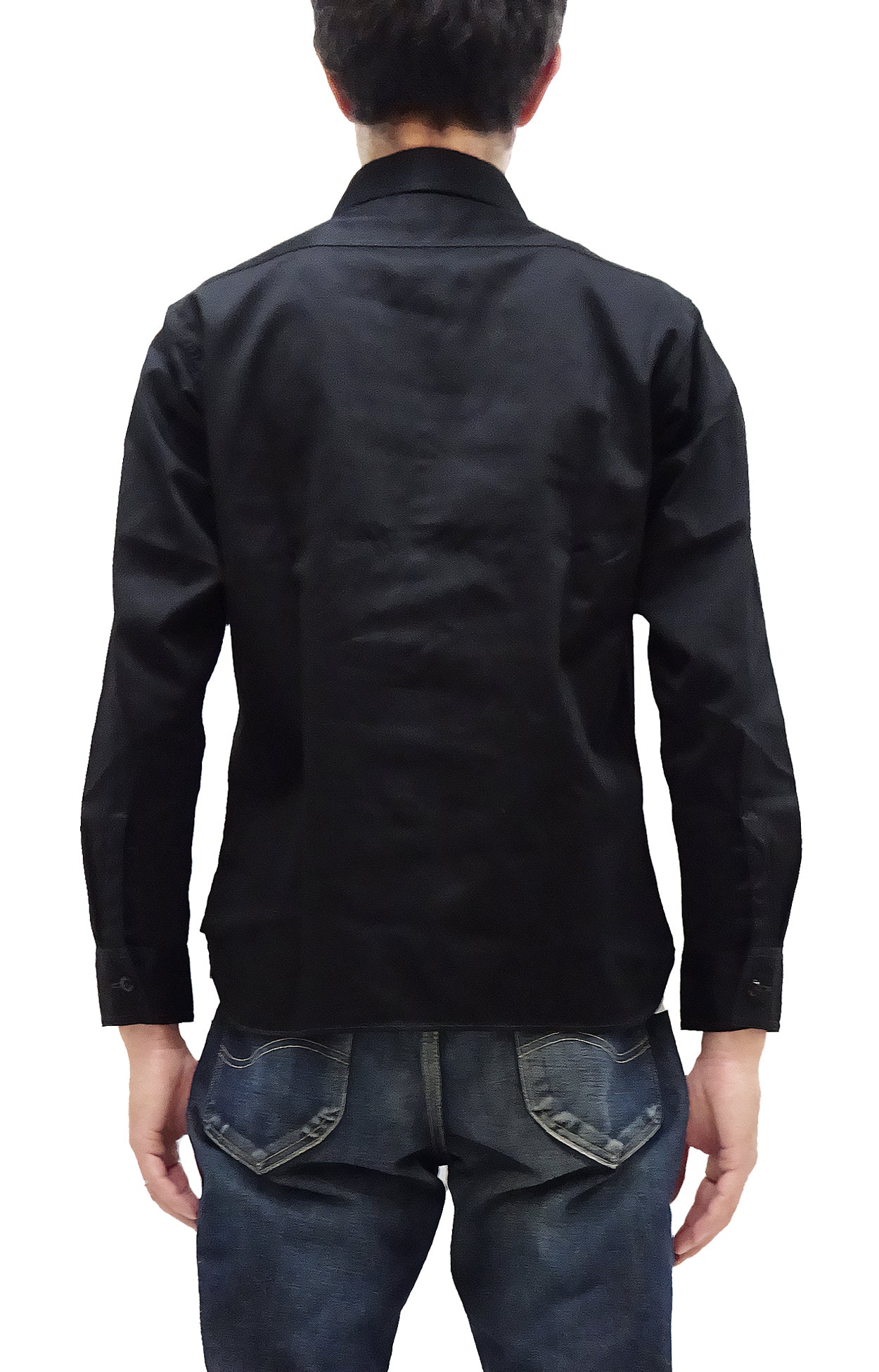 Buzz Rickson Herringbone Shirt Men's Casual Long Sleeve Plain HBT Button Up Work Shirt BR29390 119 Black - Image 4