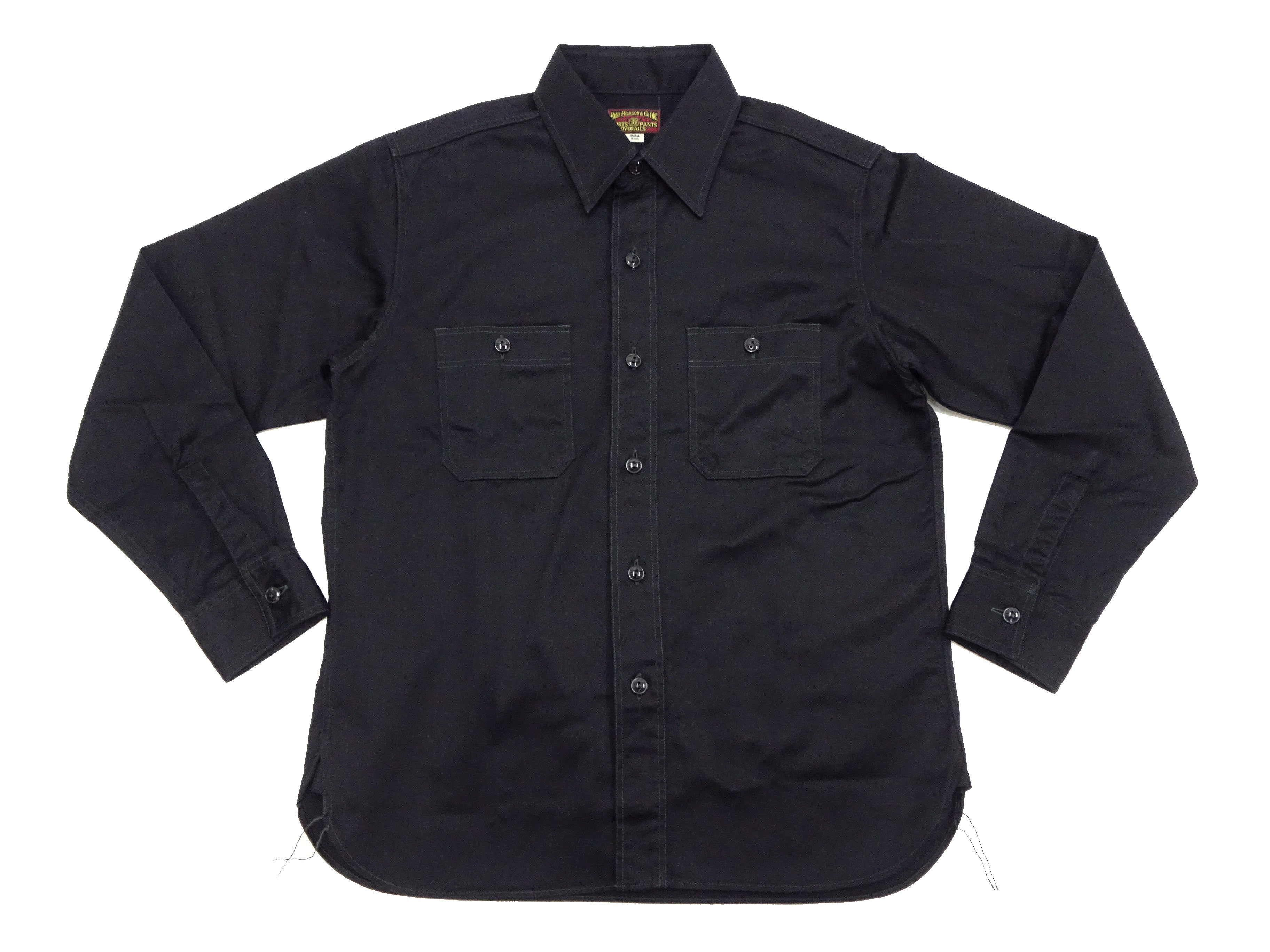 Buzz Rickson Herringbone Shirt Men's Casual Long Sleeve Plain HBT Button Up Work Shirt BR29390 119 Black - Image 6