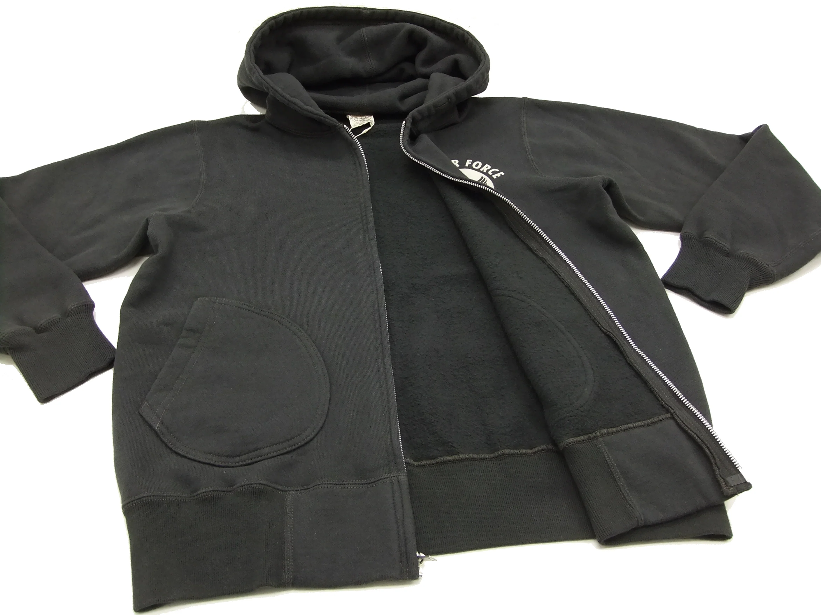 Buzz Rickson Hoodie Men's USAAF Insignia Hoodie Zip Front Hooded Sweatshirt BR65599 Faded-Black - Image 7