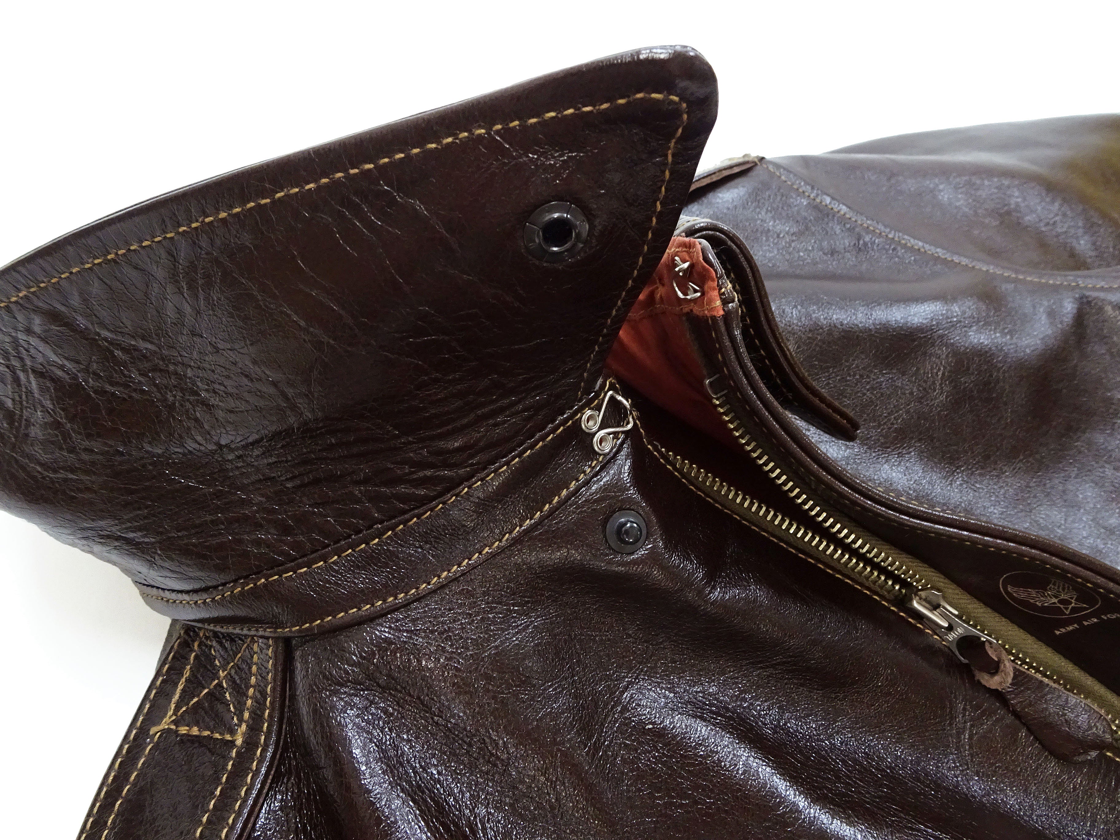 Buzz Rickson Jacket Men's A-2 Flight Jacket Plain A2 Aniline Leather Bomber Jacket BR80593 Seal Brown - Image 11