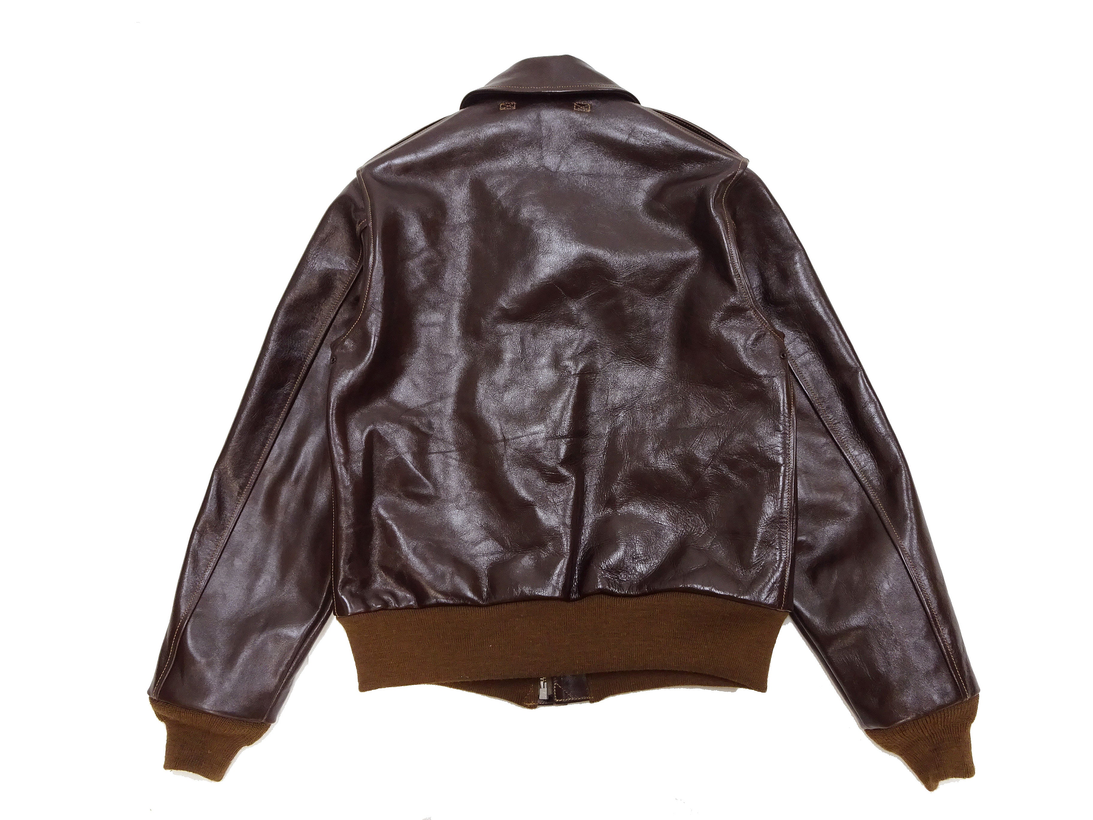Buzz Rickson Jacket Men's A-2 Flight Jacket Plain A2 Aniline Leather Bomber Jacket BR80593 Seal Brown - Image 15