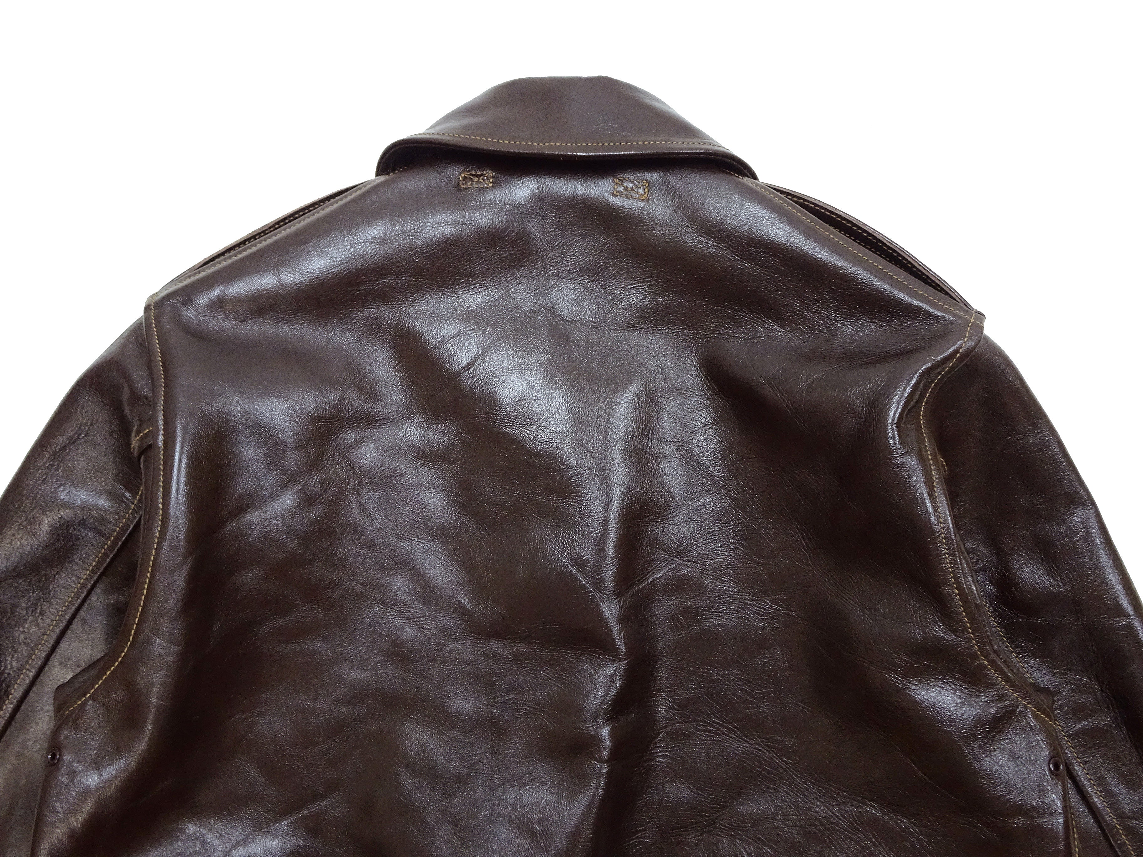 Buzz Rickson Jacket Men's A-2 Flight Jacket Plain A2 Aniline Leather Bomber Jacket BR80593 Seal Brown - Image 16
