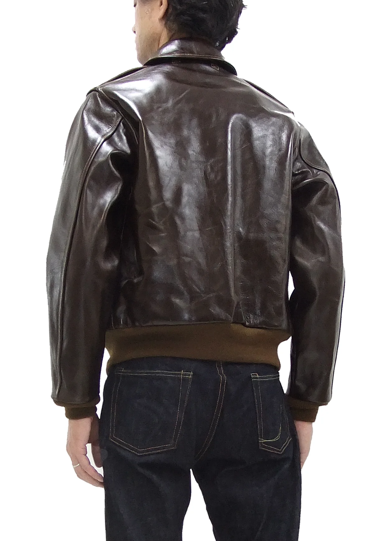 Buzz Rickson Jacket Men's A-2 Flight Jacket Plain A2 Aniline Leather Bomber Jacket BR80593 Seal Brown - Image 19