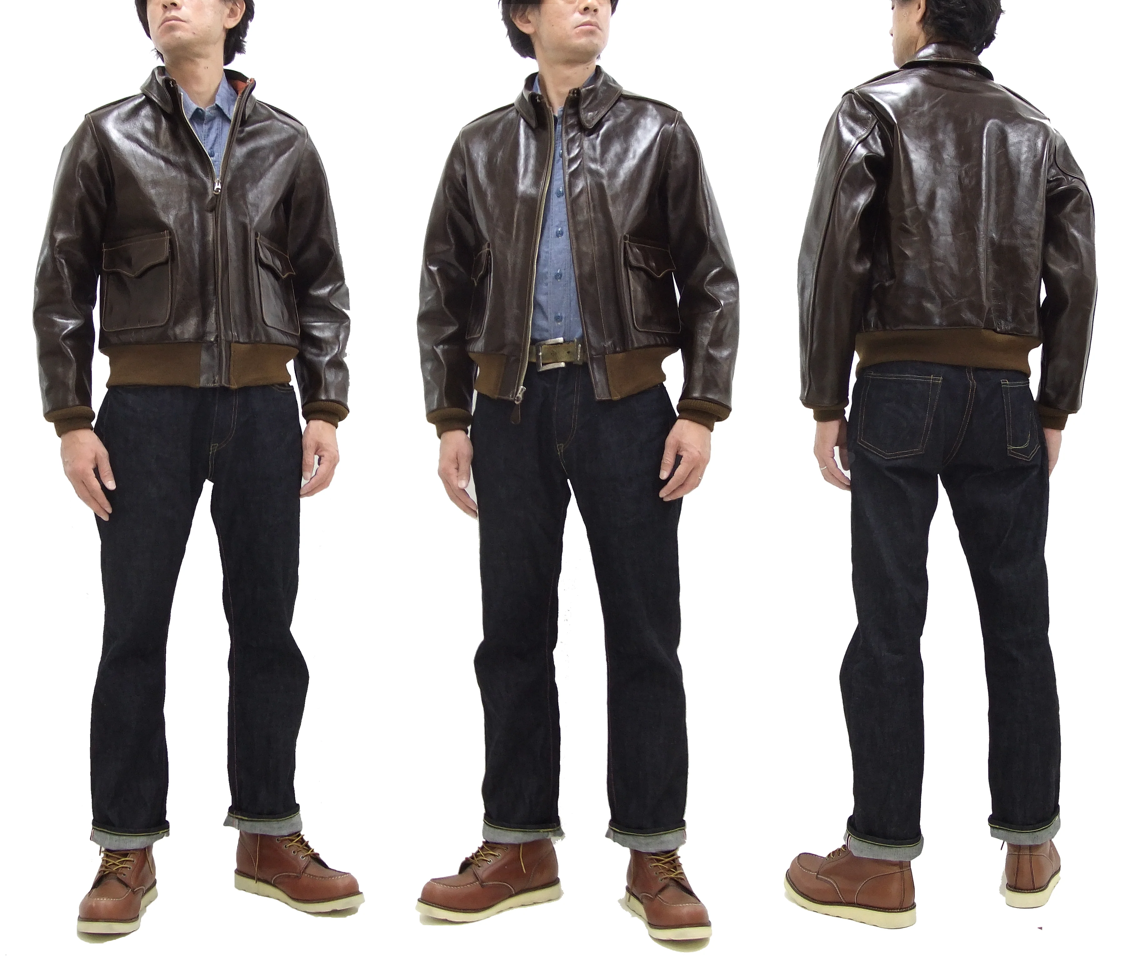 Buzz Rickson Jacket Men's A-2 Flight Jacket Plain A2 Aniline Leather Bomber Jacket BR80593 Seal Brown - Image 21
