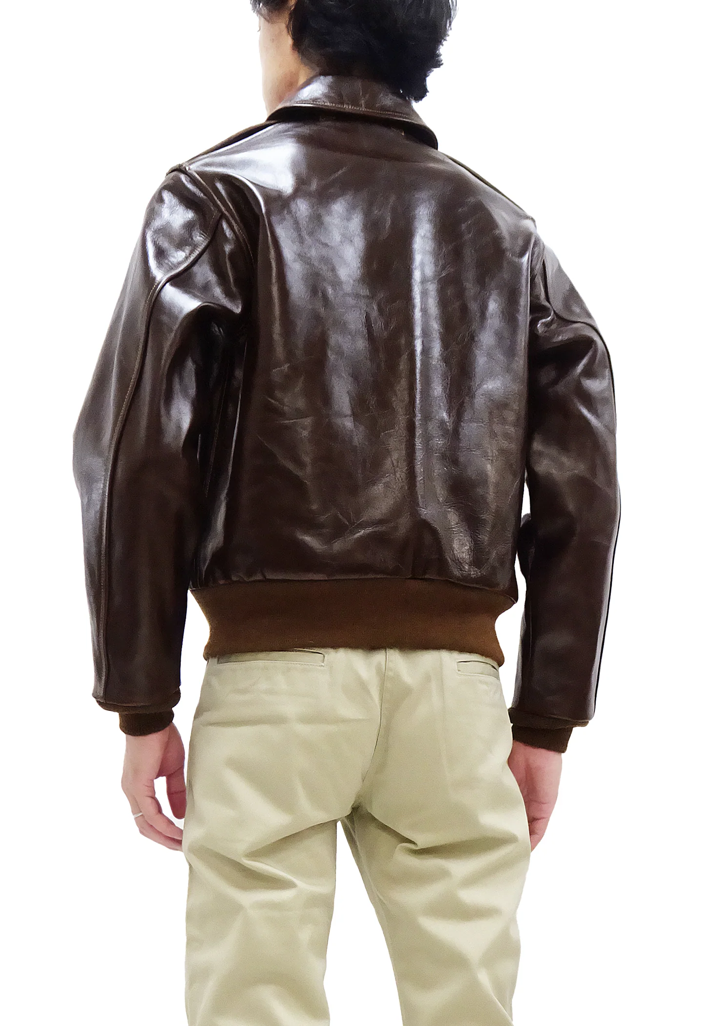 Buzz Rickson Jacket Men's A-2 Flight Jacket Plain A2 Aniline Leather Bomber Jacket BR80593 Seal Brown - Image 6