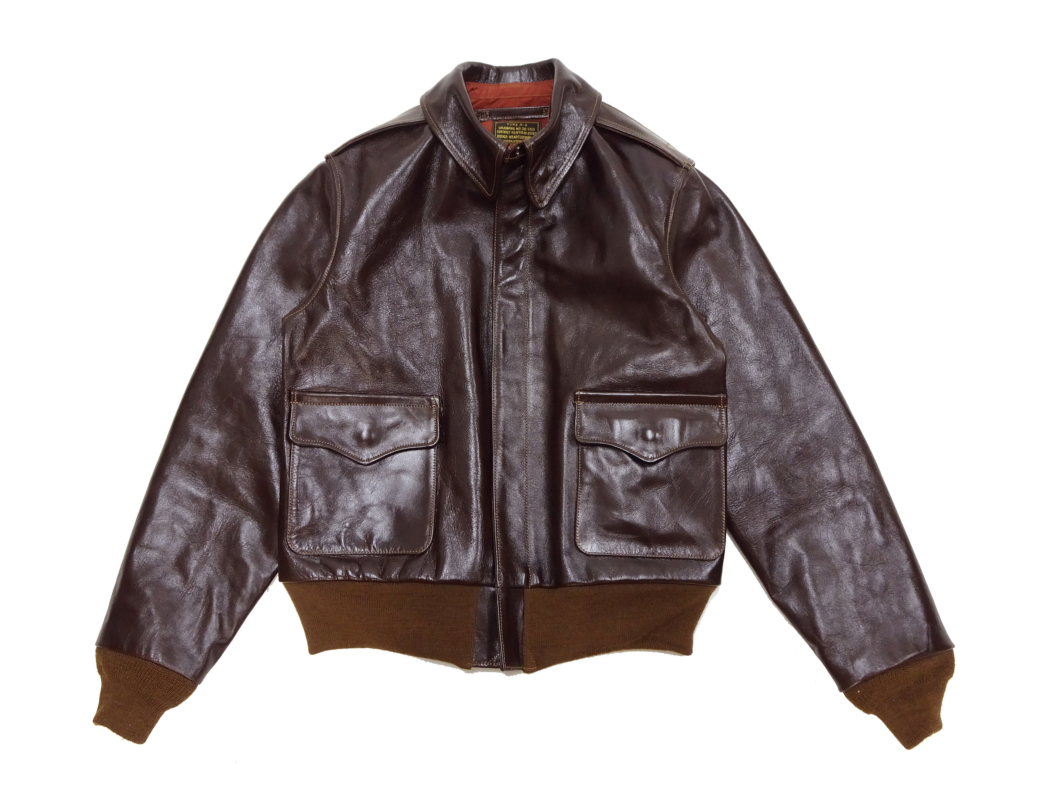 Buzz Rickson Jacket Men's A-2 Flight Jacket Plain A2 Aniline Leather Bomber Jacket BR80593 Seal Brown - Image 7