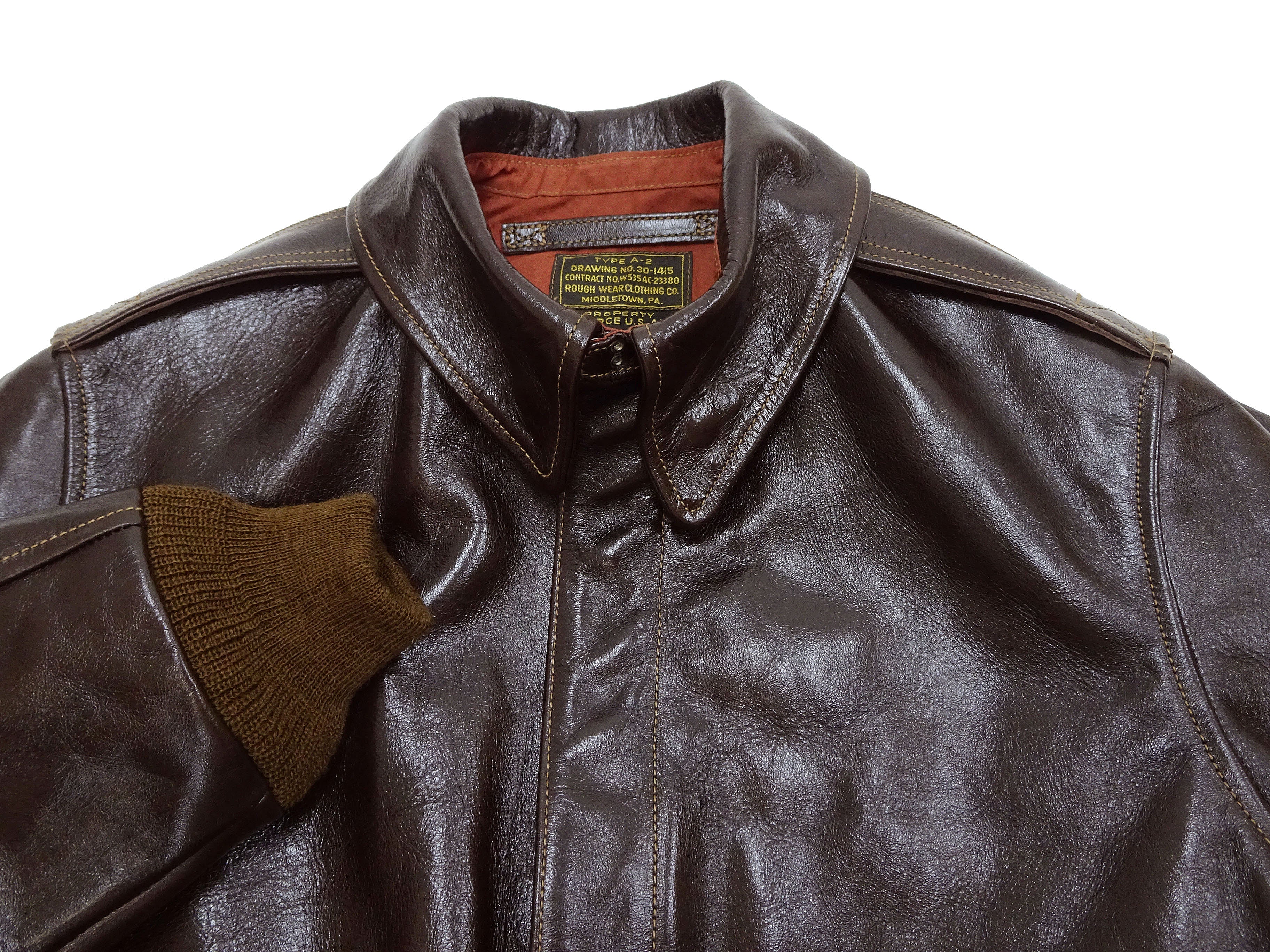 Buzz Rickson Jacket Men's A-2 Flight Jacket Plain A2 Aniline Leather Bomber Jacket BR80593 Seal Brown - Image 8
