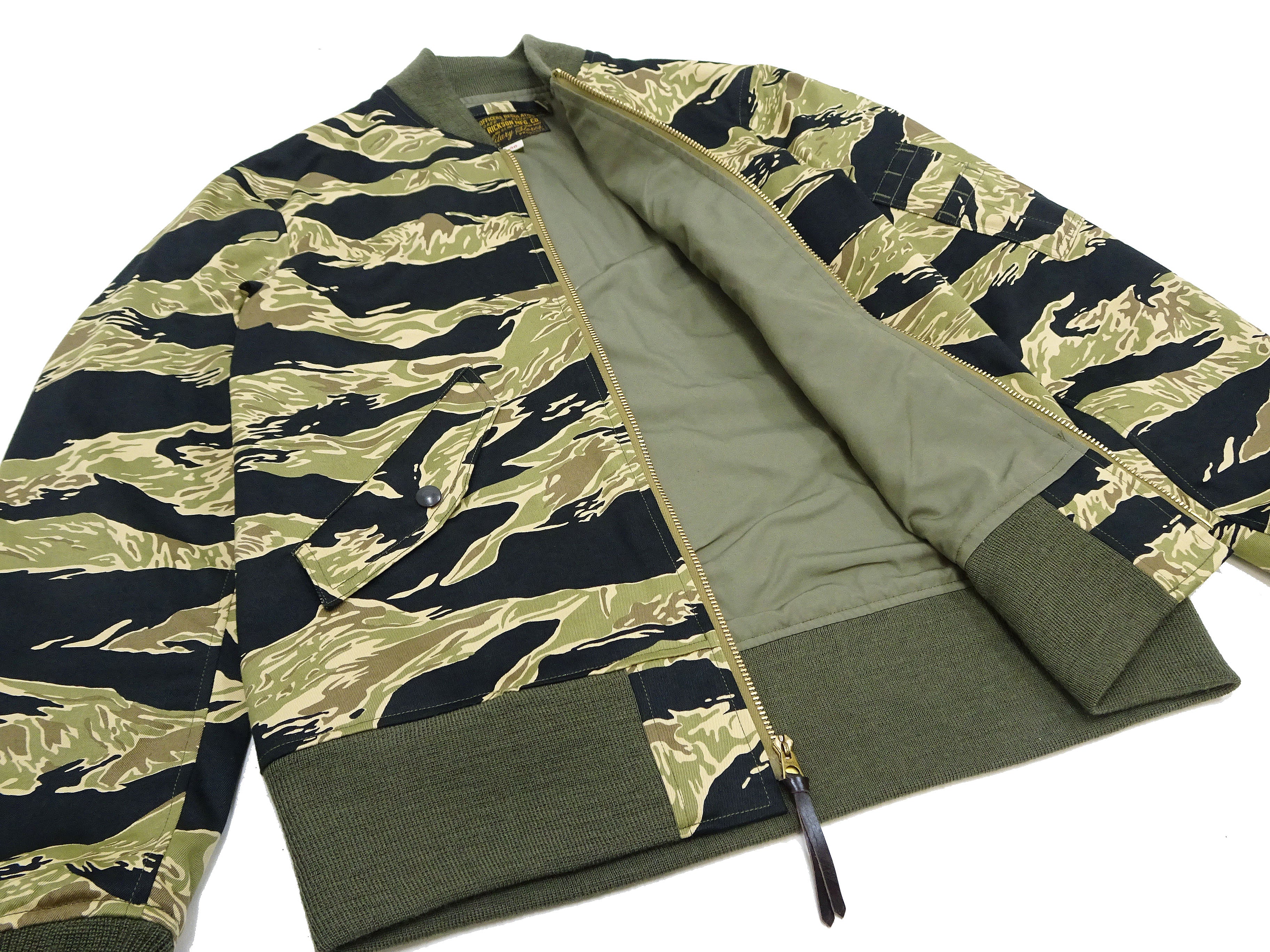 Buzz Rickson Jacket Men's Civilian Model of L-2B Flight Jacket Tiger Stripe Camouflage Pattern Cotton Twill Bomber Jacket L2 BR15515 - Image 11