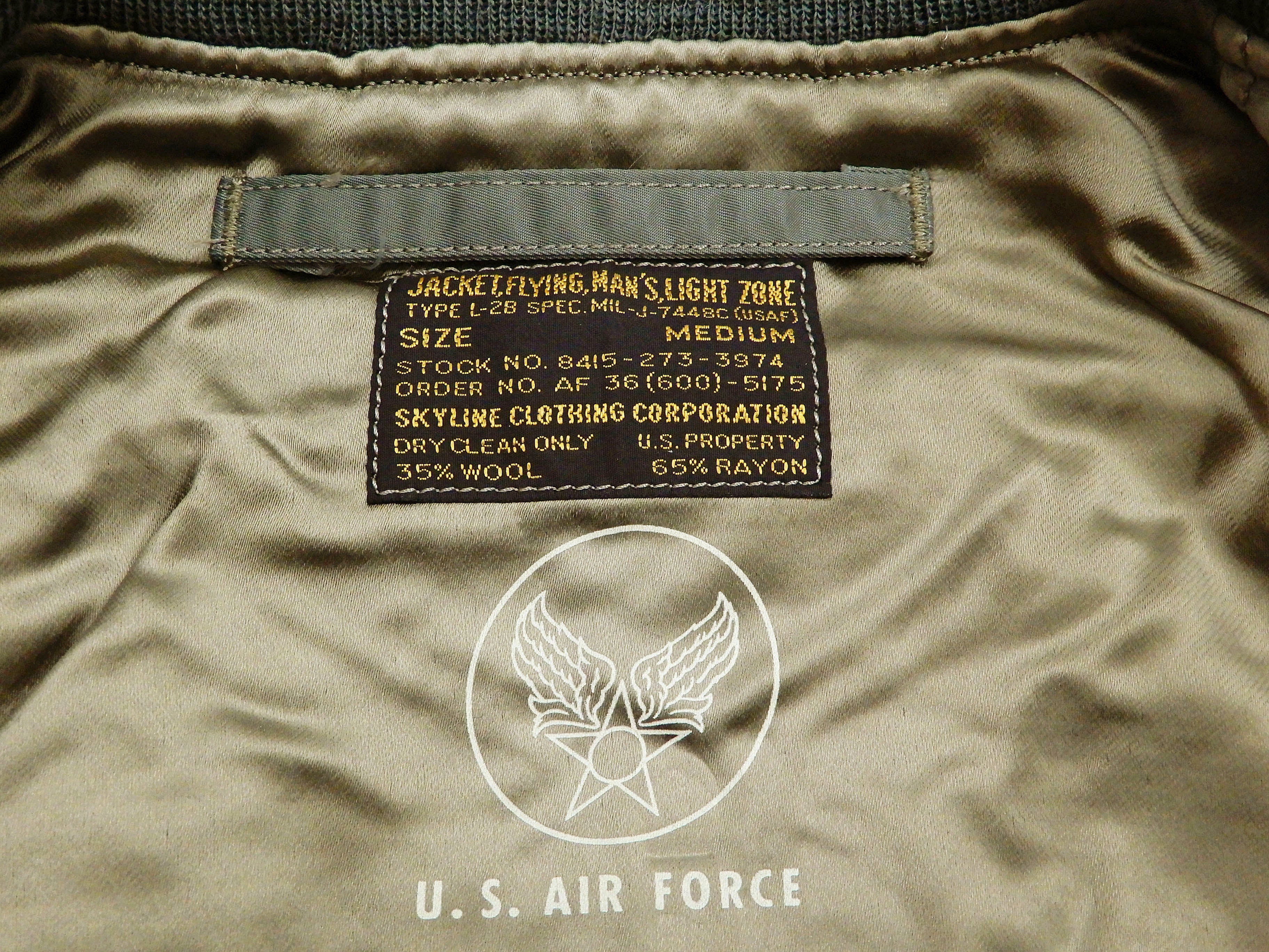 Buzz Rickson Jacket Men's L-2B Flight Jacket Plain Bomber Jacket L2B BR14870 Sage-Green - Image 12