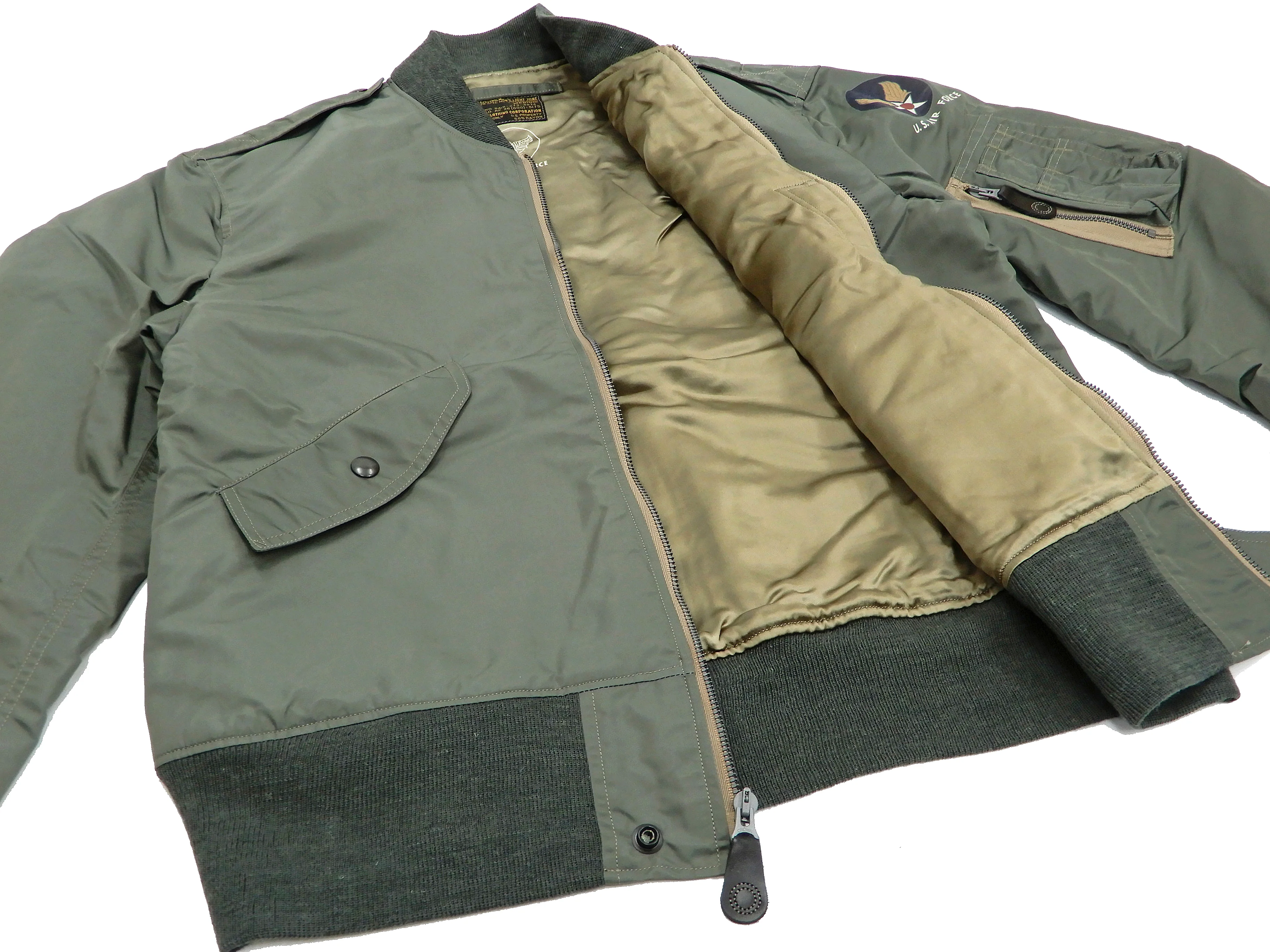 Buzz Rickson Jacket Men's L-2B Flight Jacket Plain Bomber Jacket L2B BR14870 Sage-Green - Image 13