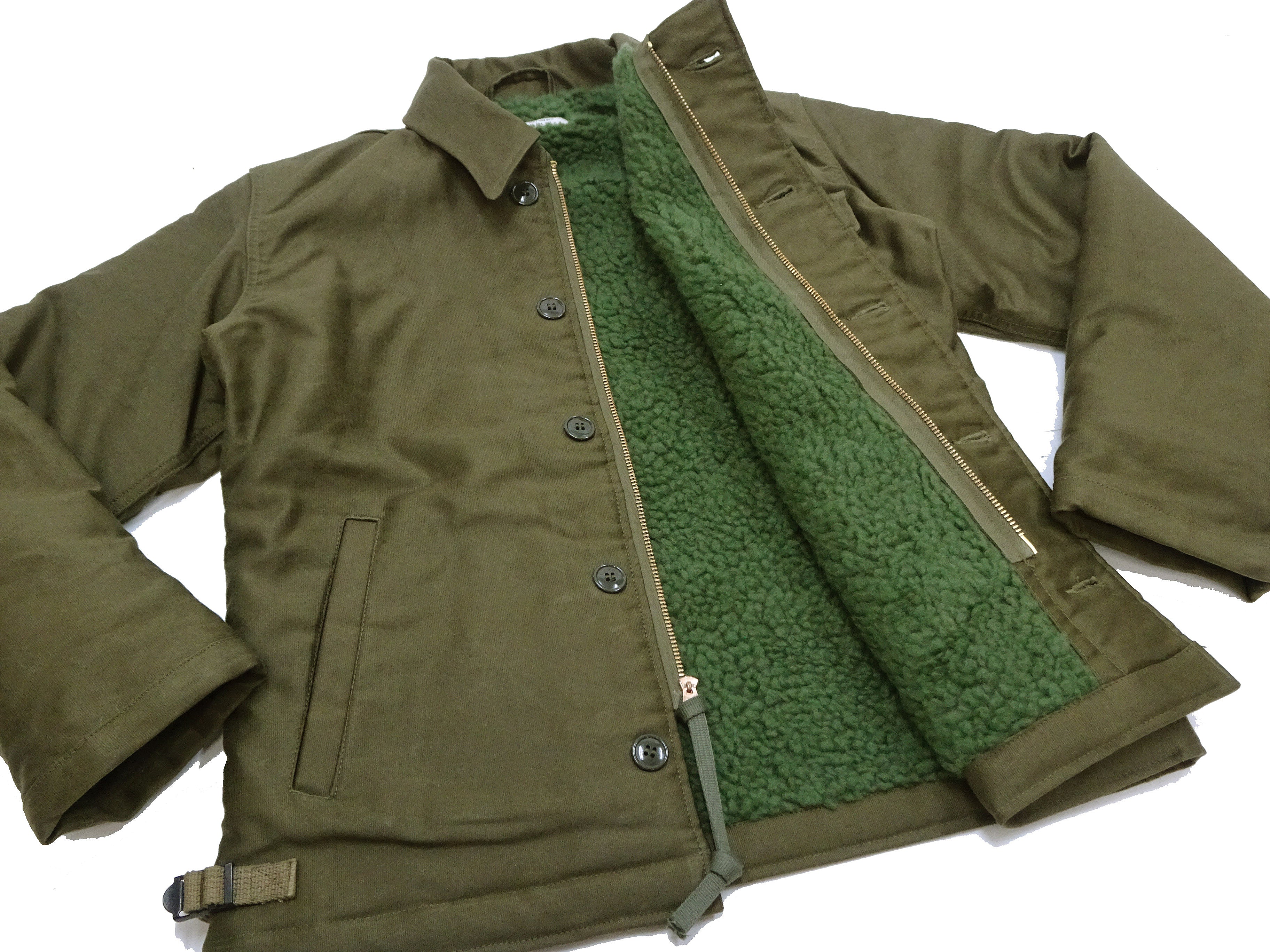 Buzz Rickson Jacket Men's Reproduction of the U.S. Navy A-2 Deck Jacket in Jungle Cloth Outer Shell Version BR15155 Olive-Drab - Image 11
