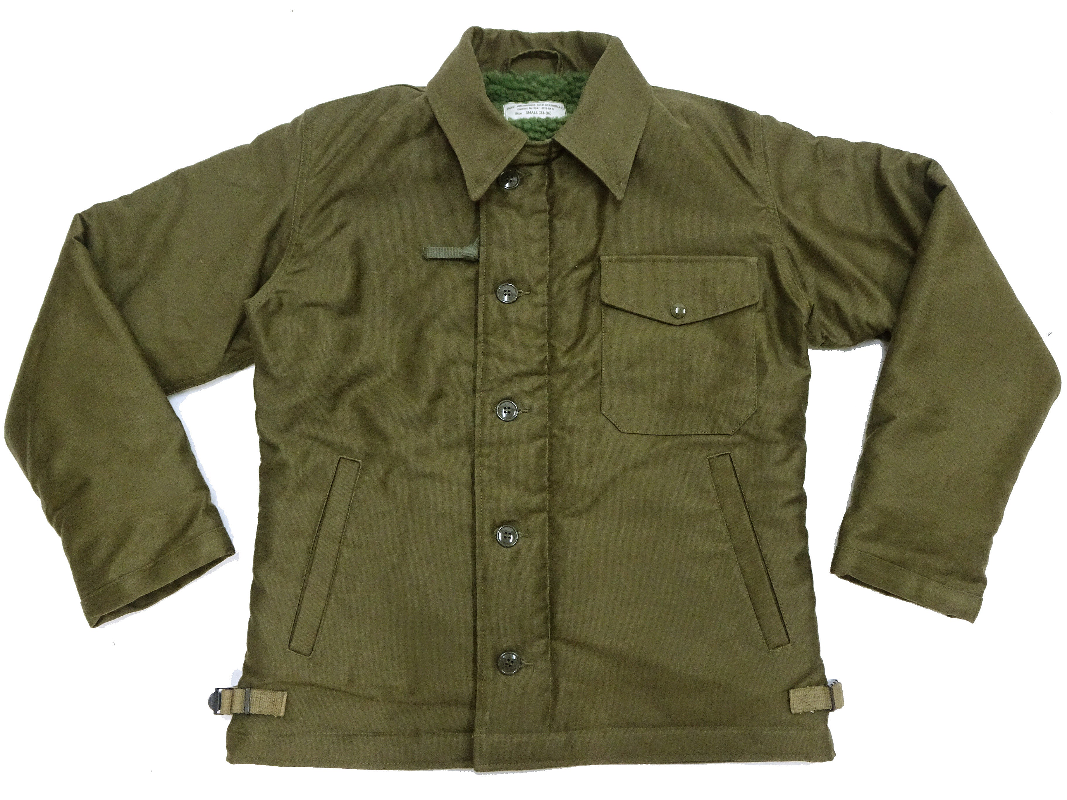 Buzz Rickson Jacket Men's Reproduction of the U.S. Navy A-2 Deck Jacket in Jungle Cloth Outer Shell Version BR15155 Olive-Drab - Image 5