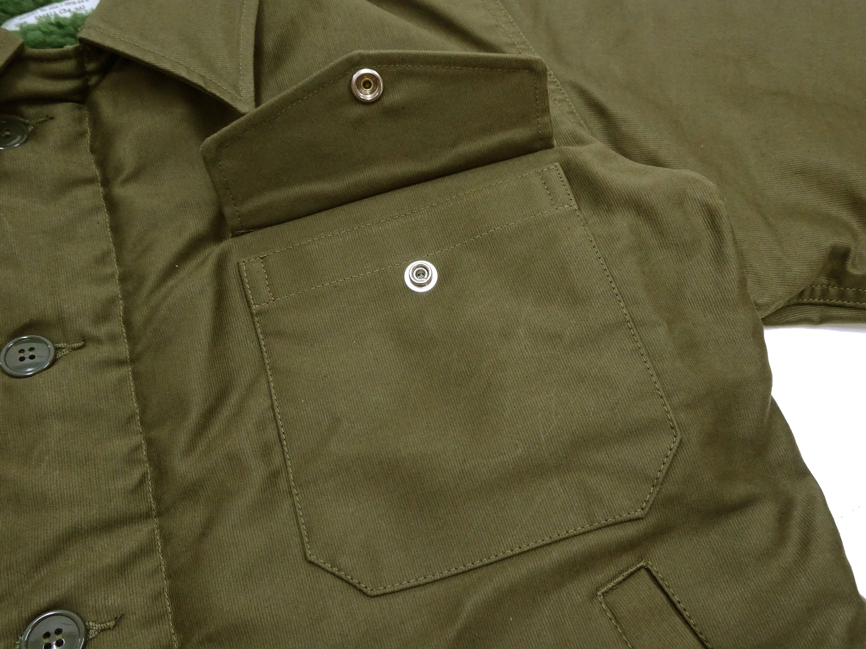Buzz Rickson Jacket Men's Reproduction of the U.S. Navy A-2 Deck Jacket in Jungle Cloth Outer Shell Version BR15155 Olive-Drab - Image 8