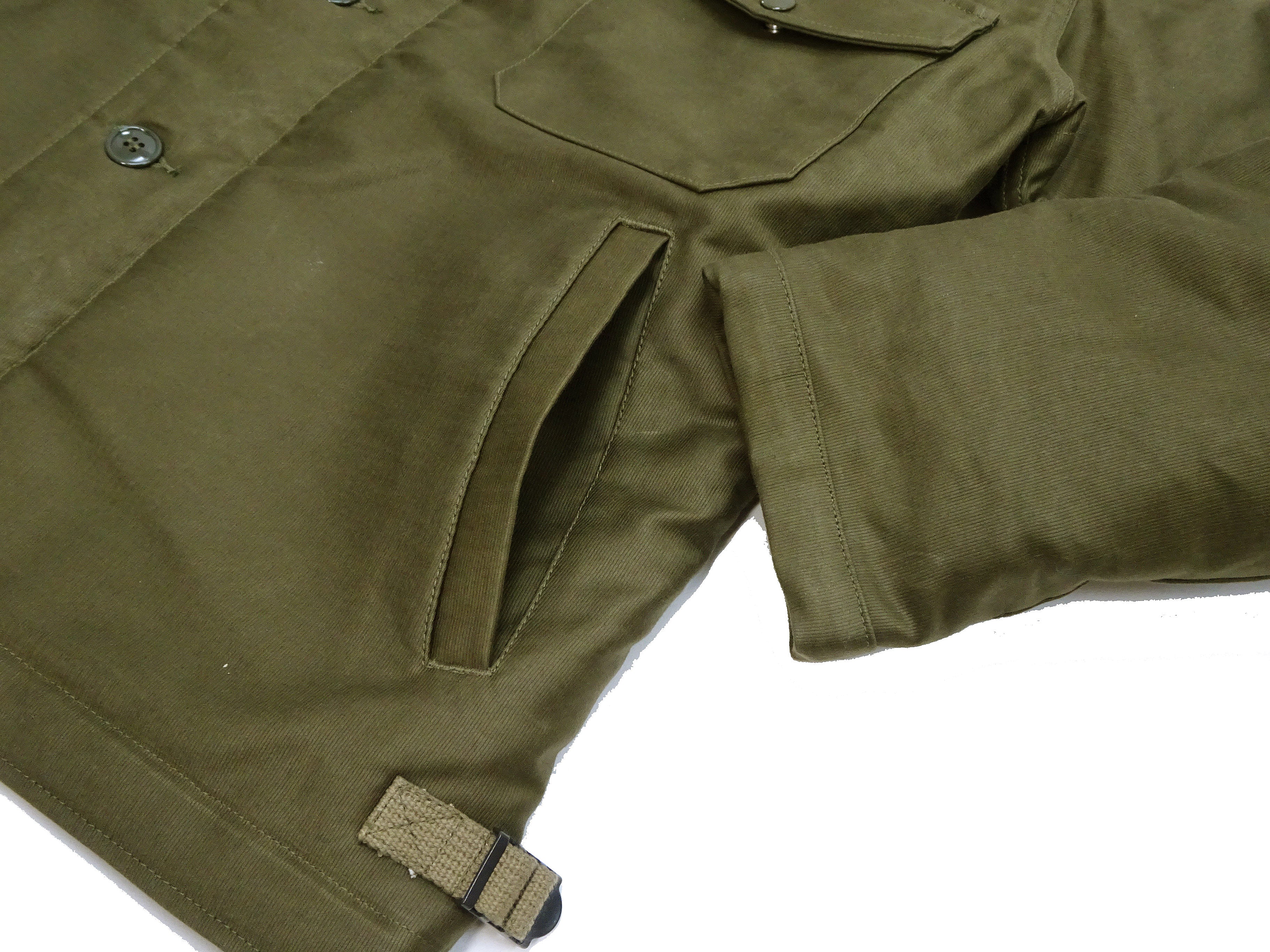 Buzz Rickson Jacket Men's Reproduction of the U.S. Navy A-2 Deck Jacket in Jungle Cloth Outer Shell Version BR15155 Olive-Drab - Image 9