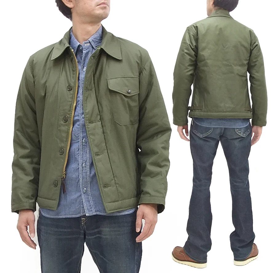 Buzz Rickson Jacket Men's Reproduction of US Navy A-2 Deck Jacket BR14956 A2 Olive - Image 6