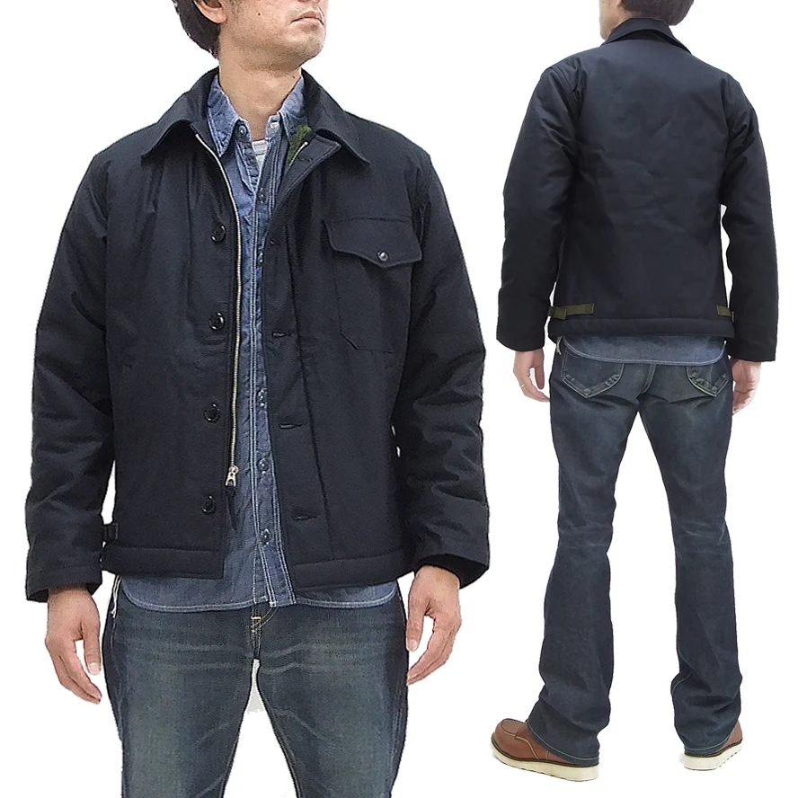 Buzz Rickson Jacket Men's Reproduction of US Navy A-2 Deck Jacket BR14957 Navy-Blue - Image 7
