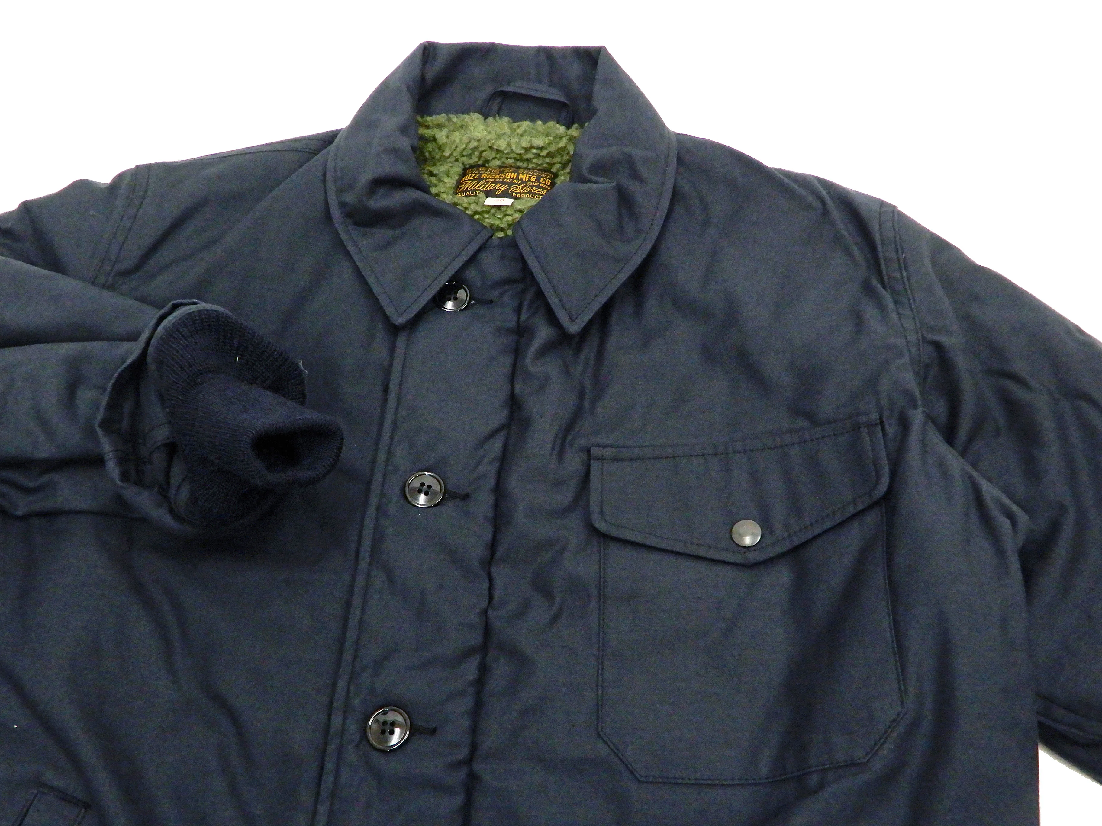 Buzz Rickson Jacket Men's Reproduction of US Navy A-2 Deck Jacket BR14957 Navy-Blue - Image 8