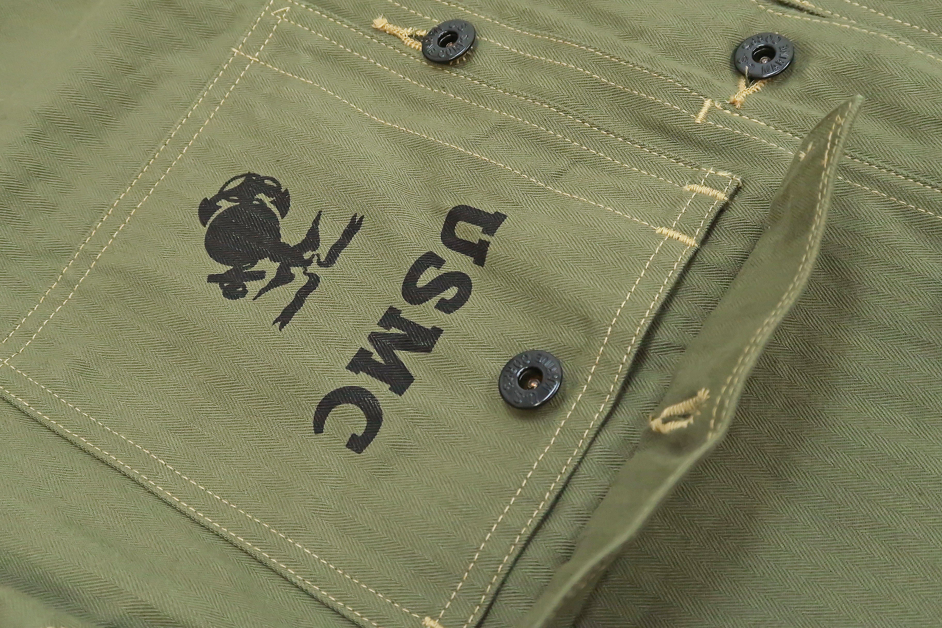 Buzz Rickson Jacket Men's Reproduction of WW2 USMC P44 HBT Utility Jacket P-44 BR15123 Olive - Image 10