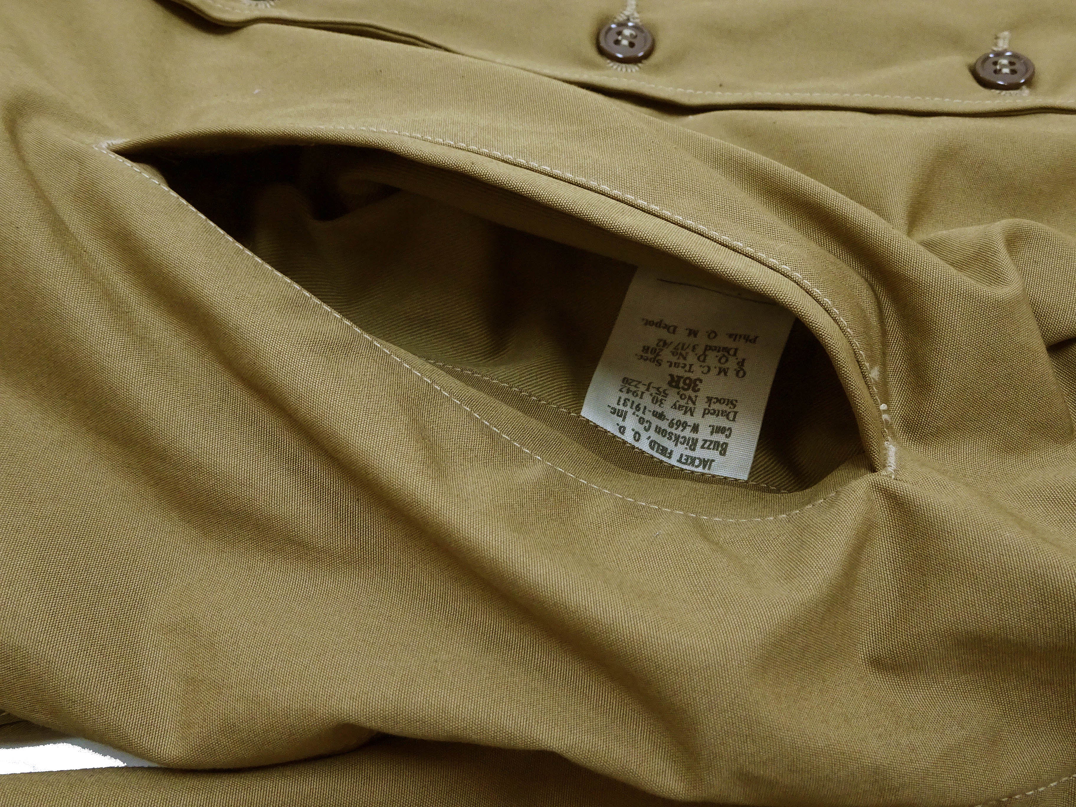 Buzz Rickson Jacket Men's Reproduction WWII US Army M-41 Field Jacket BR15332 Olive Drab - Image 11