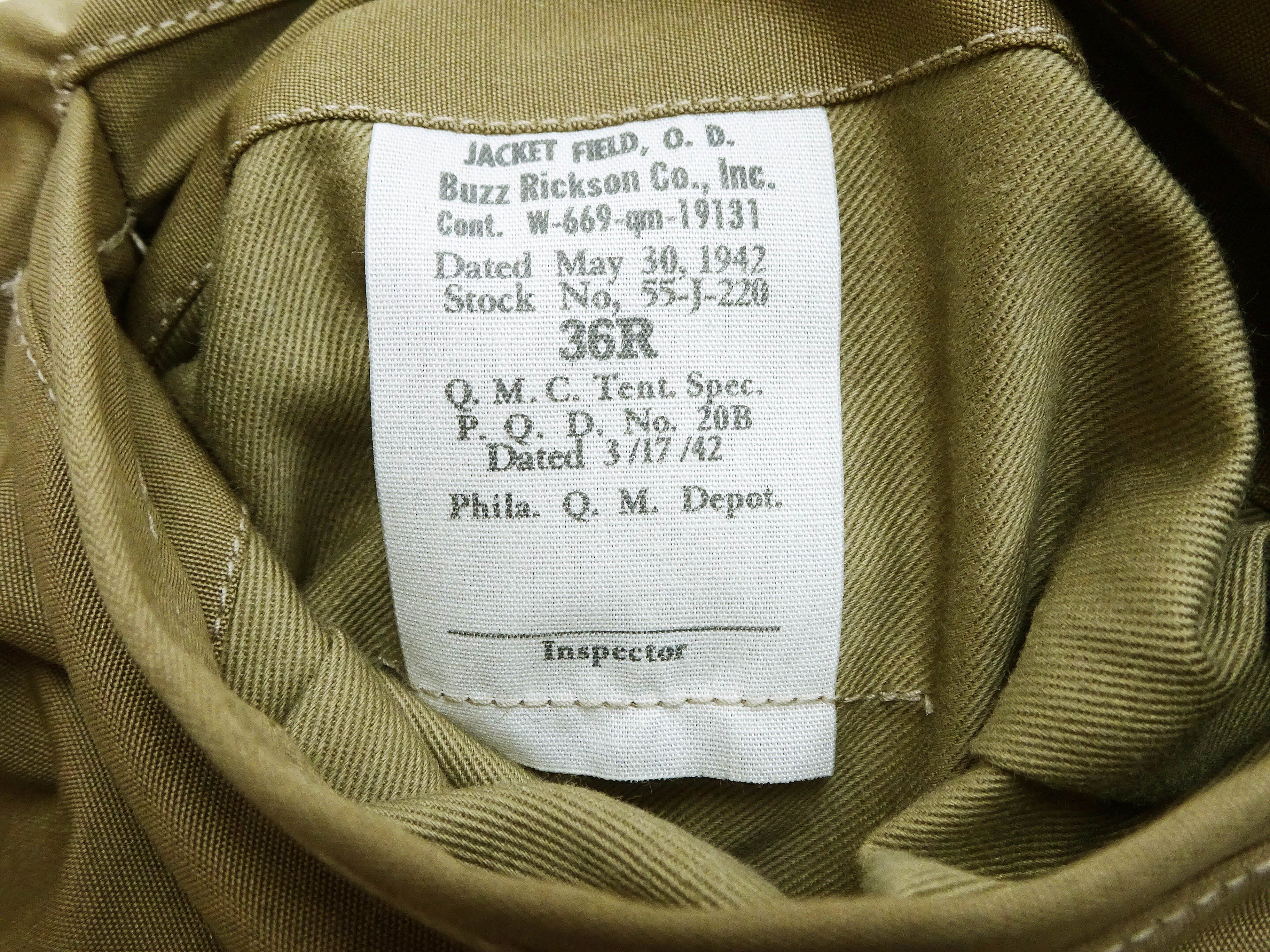 Buzz Rickson Jacket Men's Reproduction WWII US Army M-41 Field Jacket BR15332 Olive Drab - Image 12
