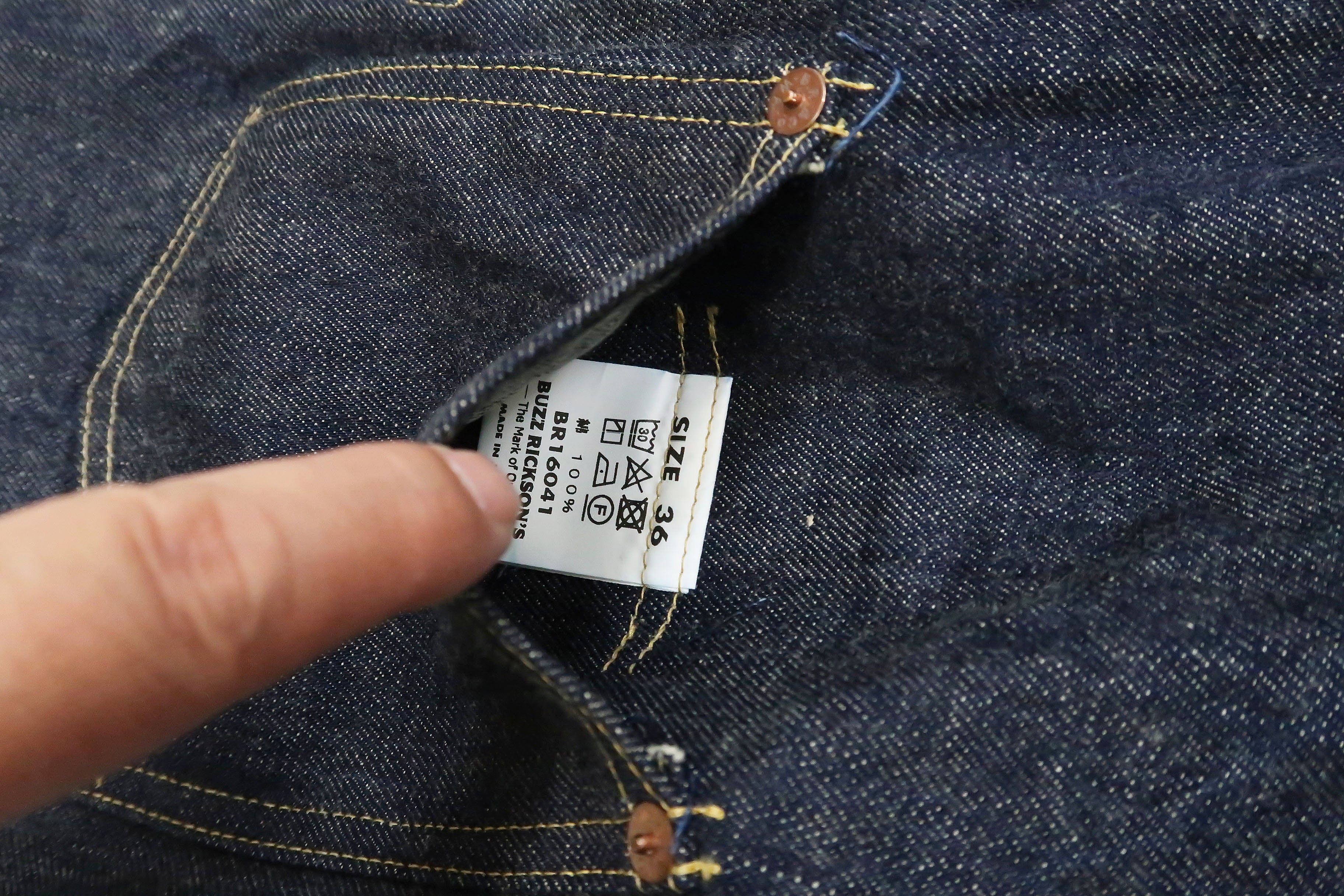 Buzz Rickson Jacket Men's Rproduction of Type 1 Denim Jacket WWII regulated version BR16041 421 One Wash Deep blue indigo - Image 24