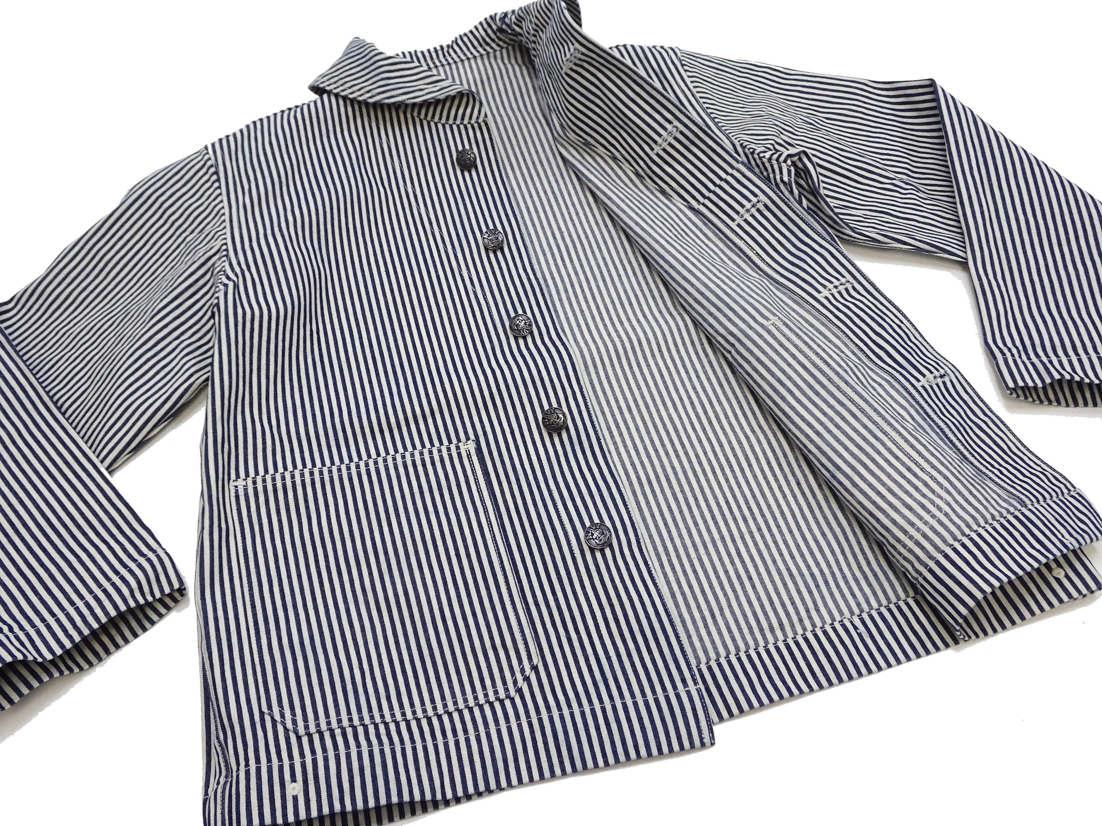 Buzz Rickson Jacket Men's US Navy WW2 Shawl Collar Hickory Stripe Utility Jacket BR15303 - Image 11