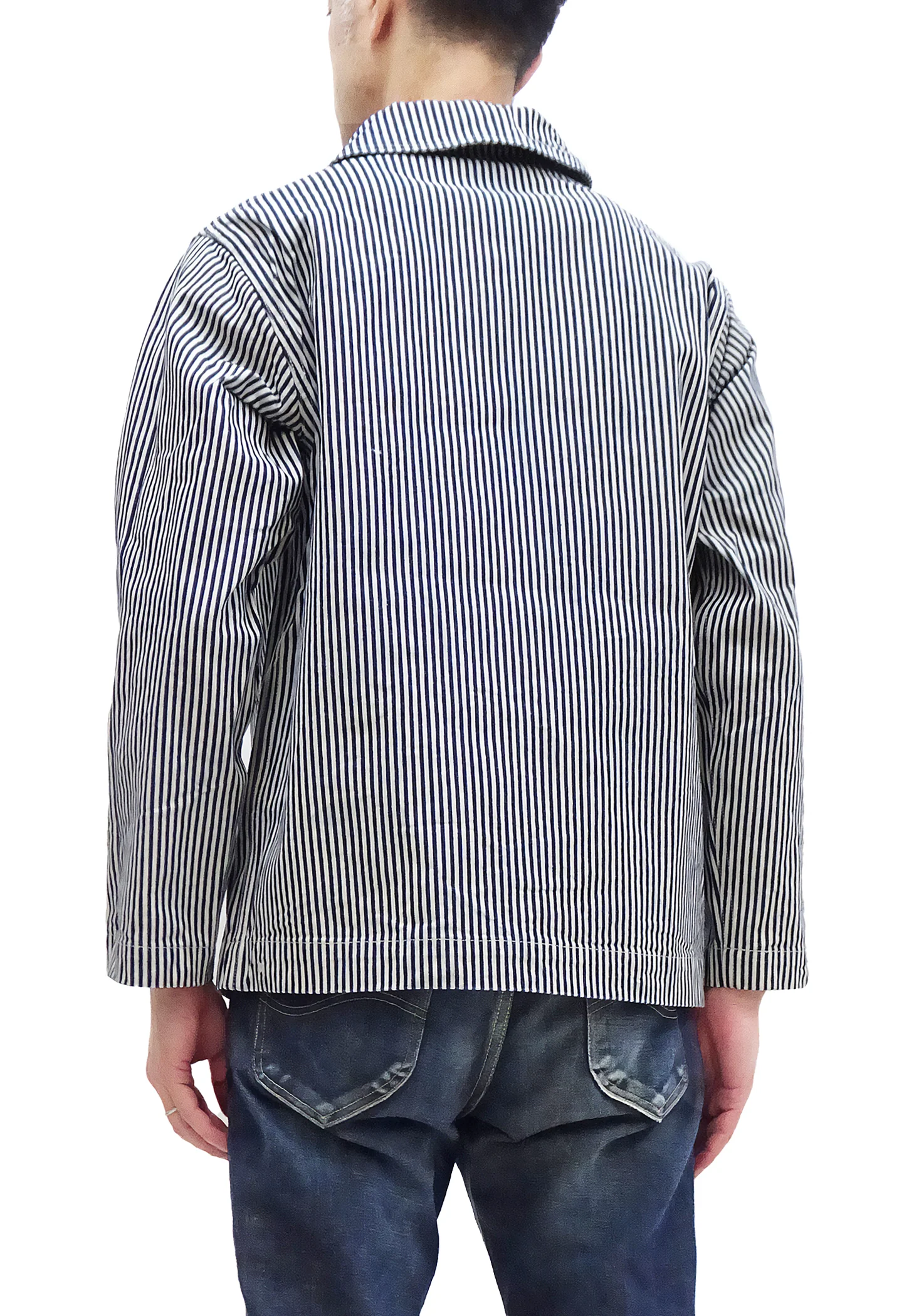 Buzz Rickson Jacket Men's US Navy WW2 Shawl Collar Hickory Stripe Utility Jacket BR15303 - Image 5