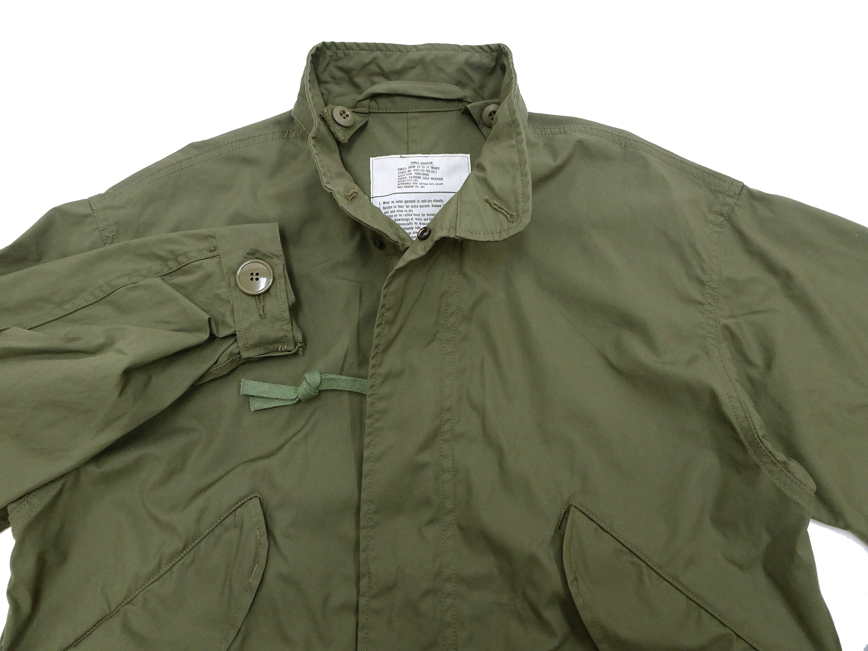 Buzz Rickson M-65 Coat (No Hood, No Liner) Men's Casual Reproduction of US Army M65 Lightweight Fishtail Overcoat BR14719 Olive - Image 8